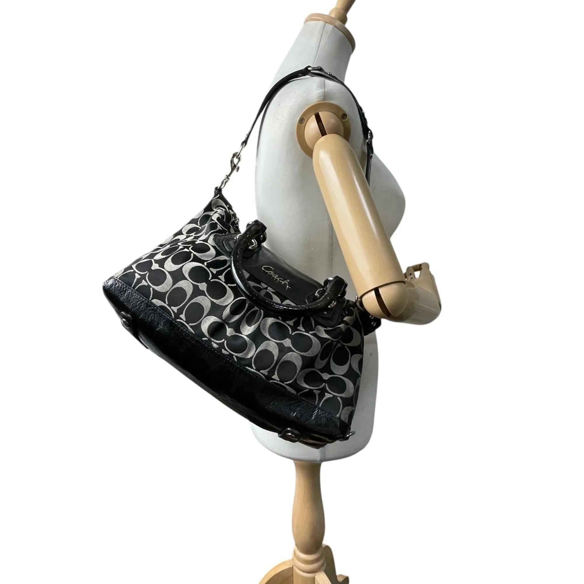 Canvas Patent Leather Handbag Shoulder Bag (Pre-Owned) - Coach - Modalova