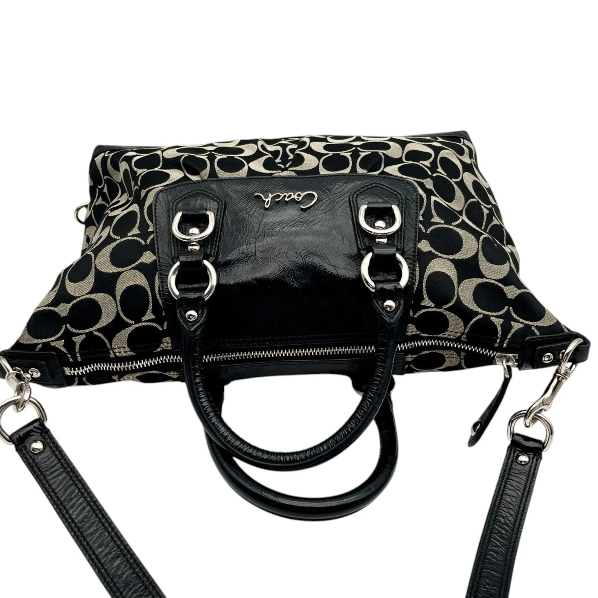 Canvas Patent Leather Handbag Shoulder Bag (Pre-Owned) - Coach - Modalova