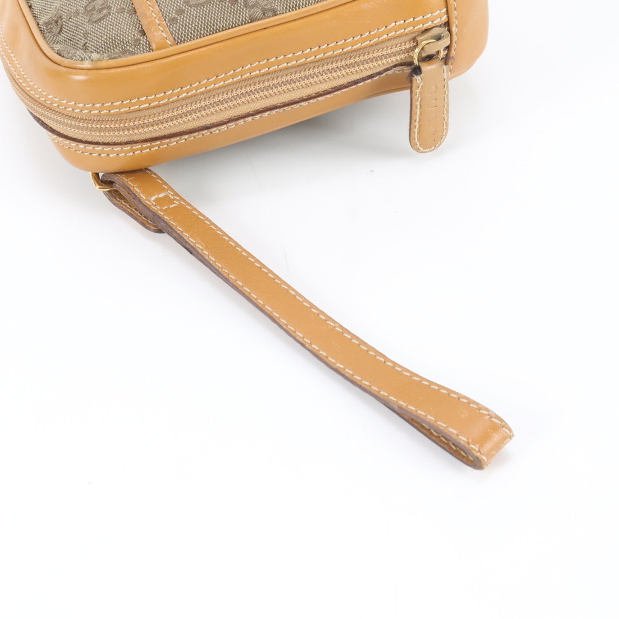 Leather Canvas Clutch Bag Pouch (Pre-Owned) - Gucci - Modalova
