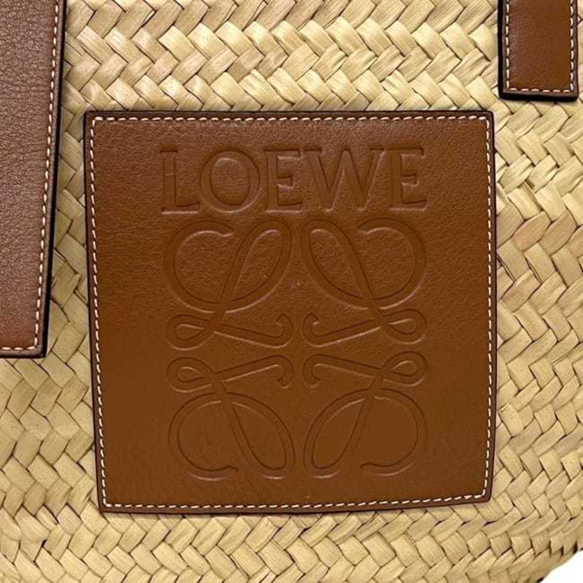 Raffia Leather Basket Tote Bag (Pre-Owned) - Loewe - Modalova