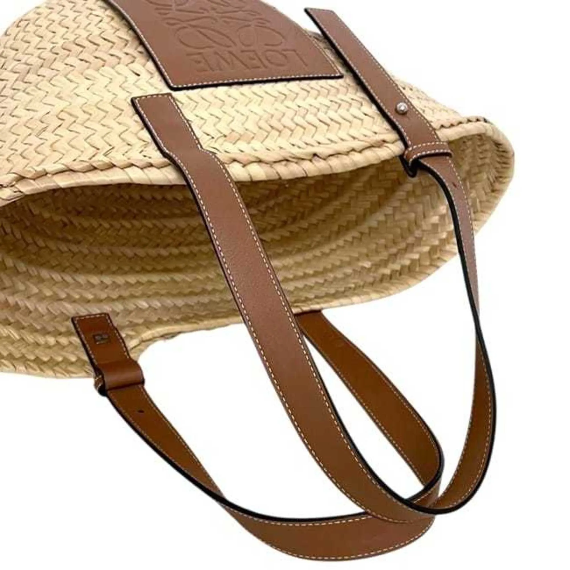Raffia Leather Basket Tote Bag (Pre-Owned) - Loewe - Modalova