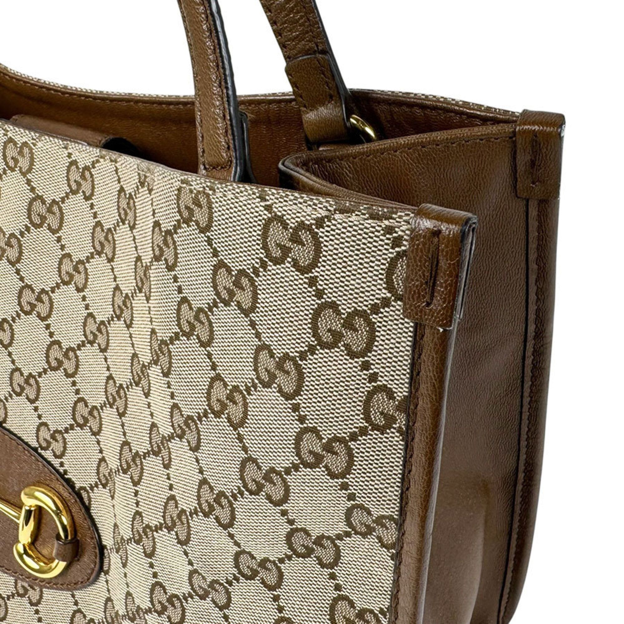 Gg Canvas Leather Handbag (Pre-Owned) - Gucci - Modalova