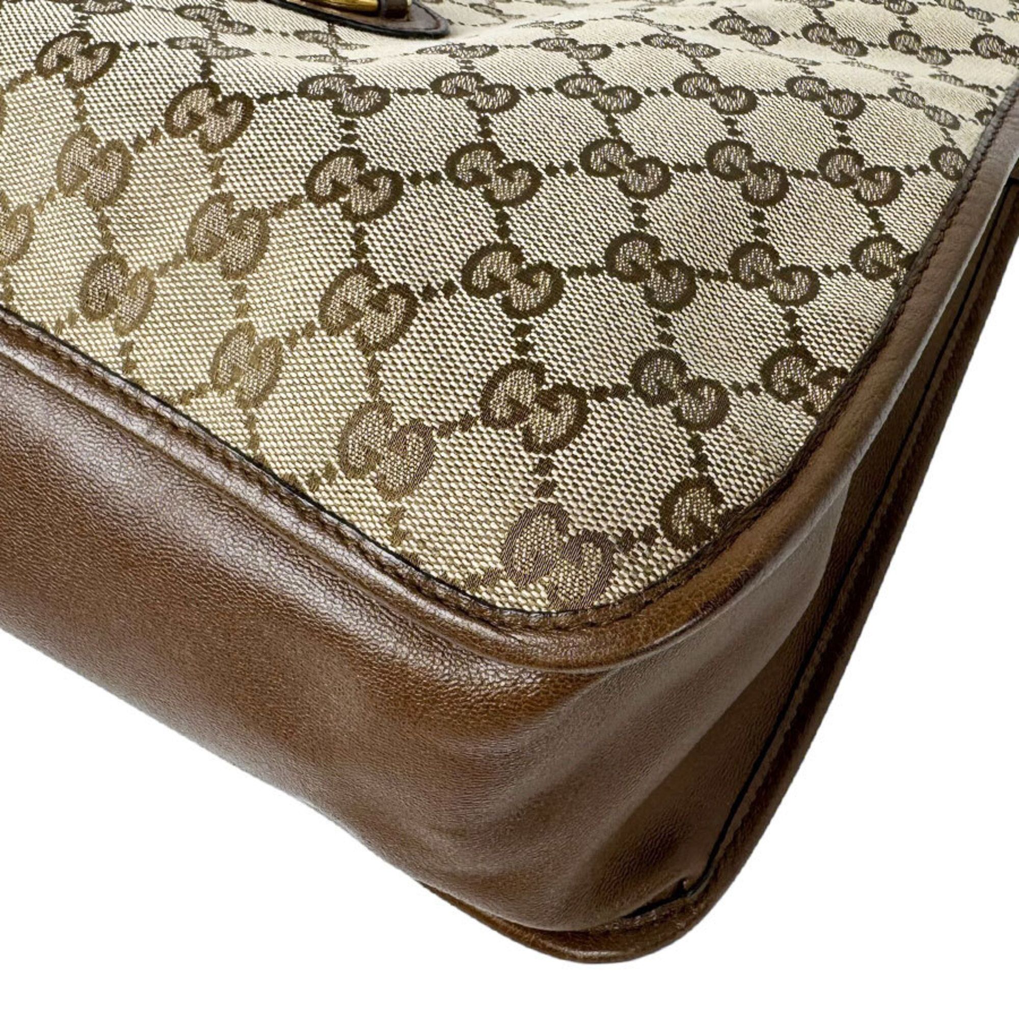 Gg Canvas Leather Handbag (Pre-Owned) - Gucci - Modalova