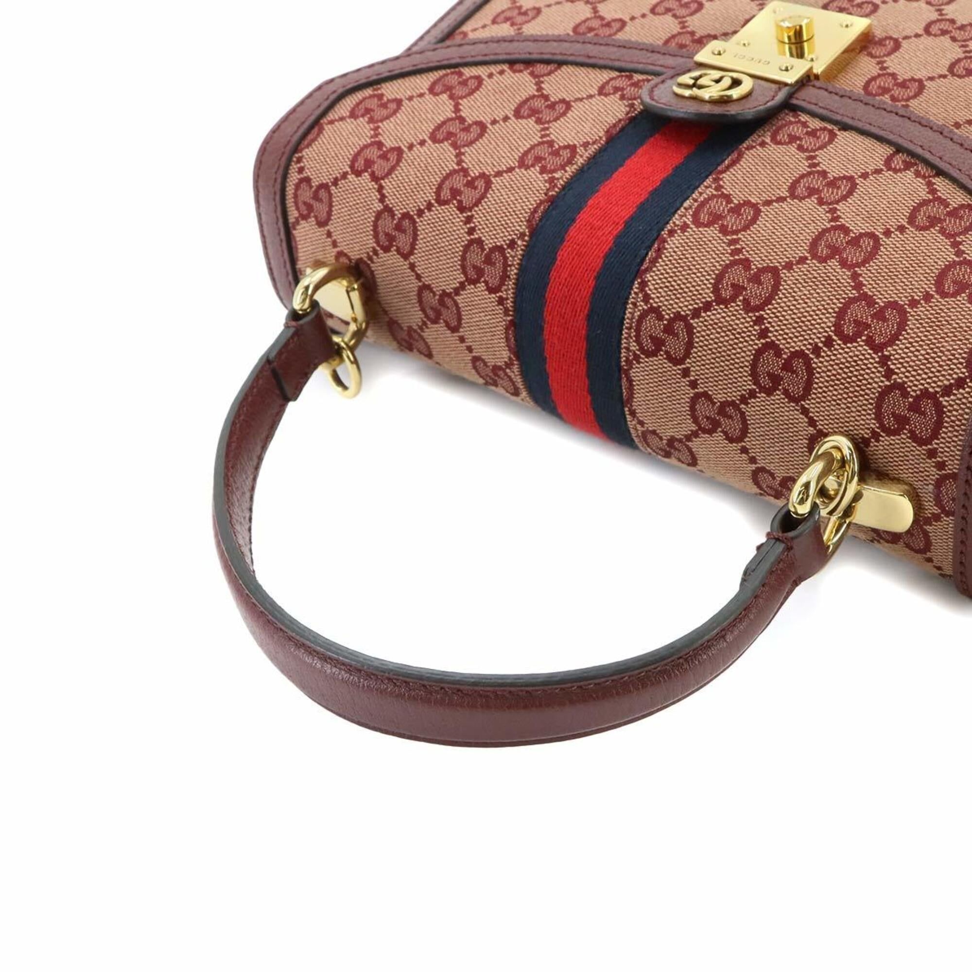 Gg Canvas Leather Handbag (Pre-Owned) - Gucci - Modalova