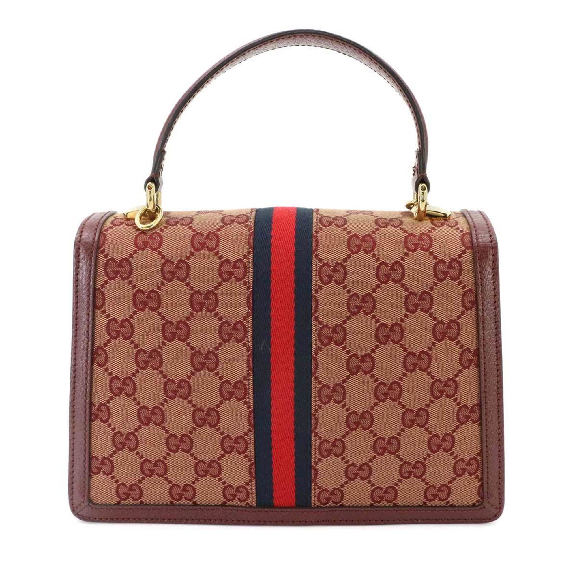 Gg Canvas Leather Handbag (Pre-Owned) - Gucci - Modalova