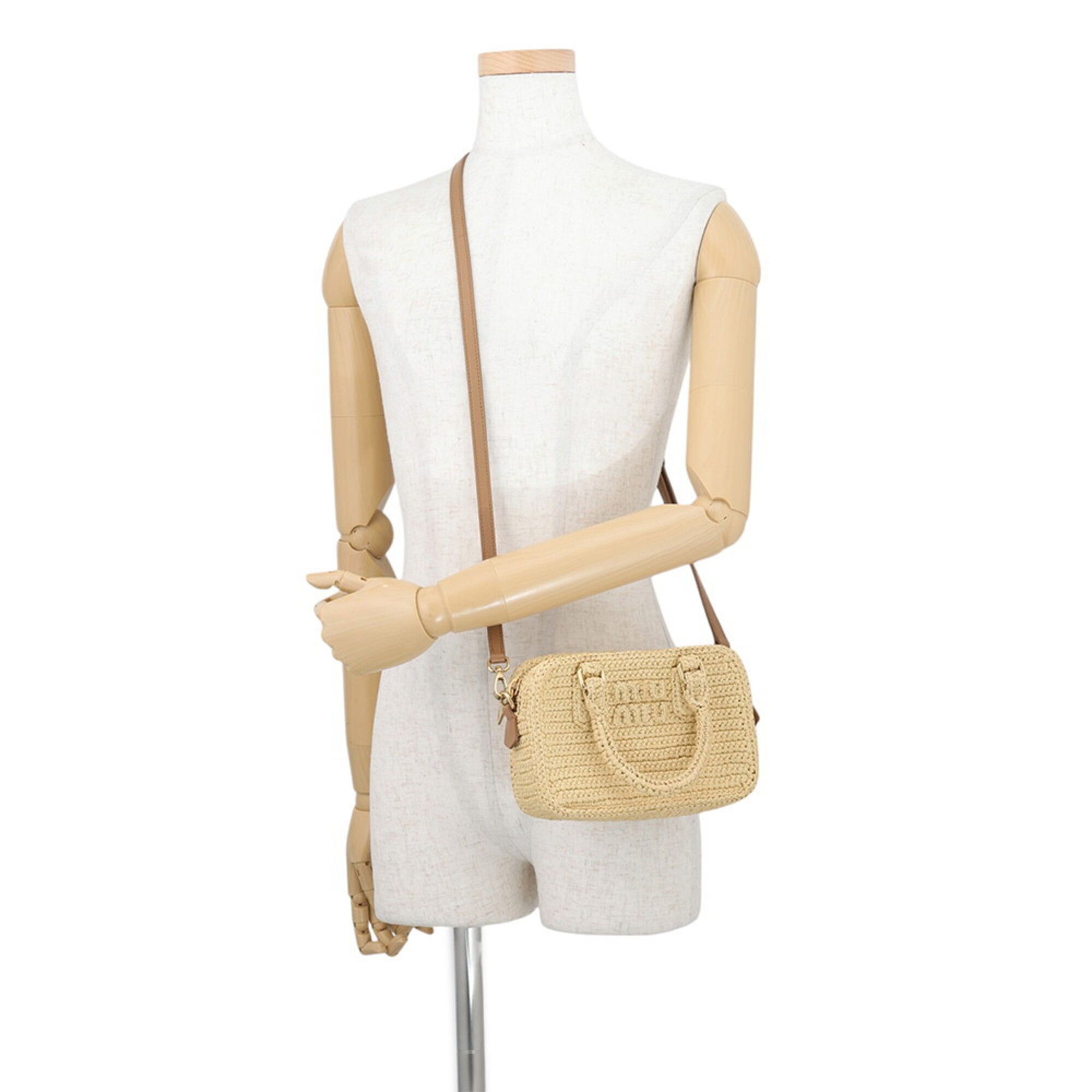 Raffia Leather Handbag Shoulder Bag (Pre-Owned) - Miu Miu - Modalova