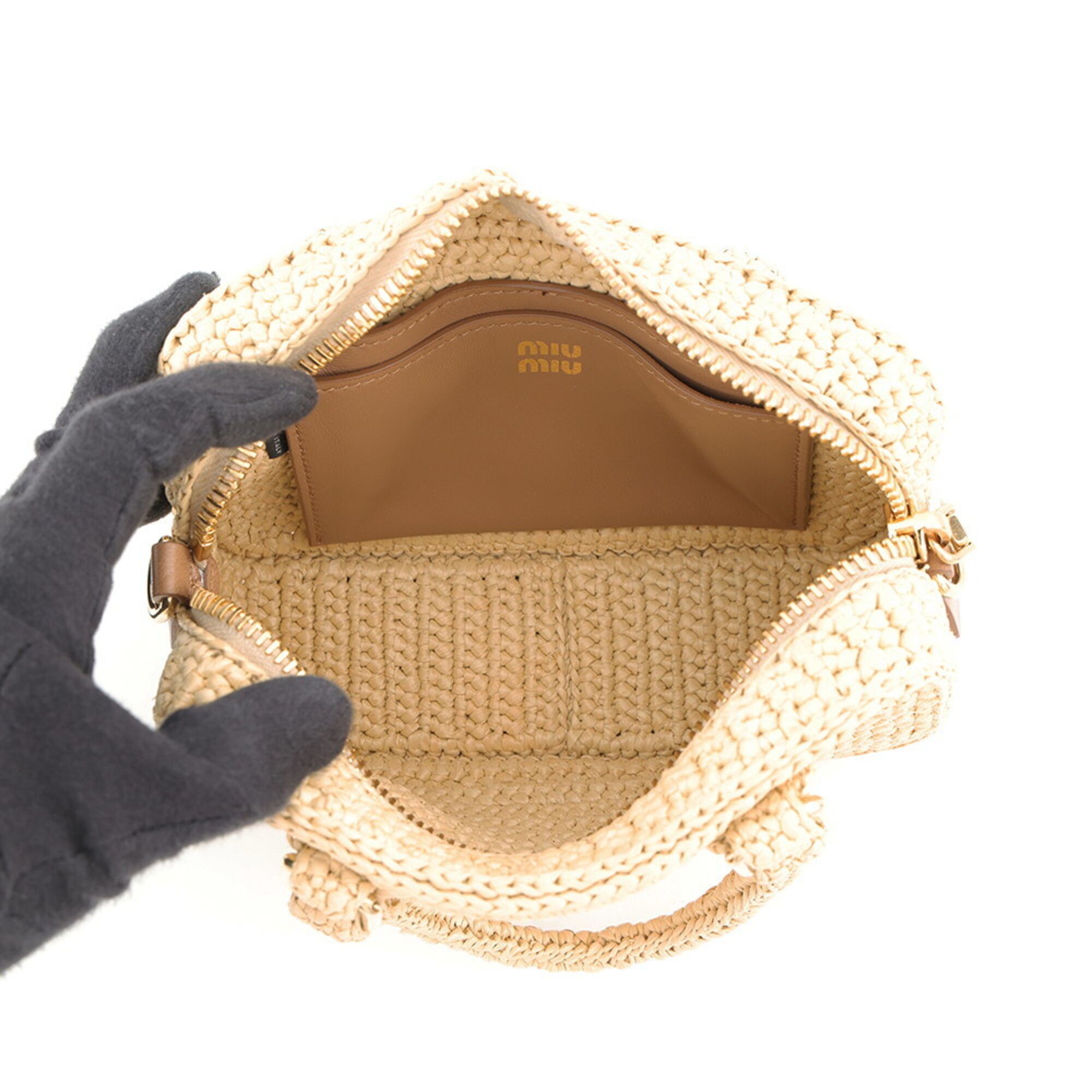 Raffia Leather Handbag Shoulder Bag (Pre-Owned) - Miu Miu - Modalova