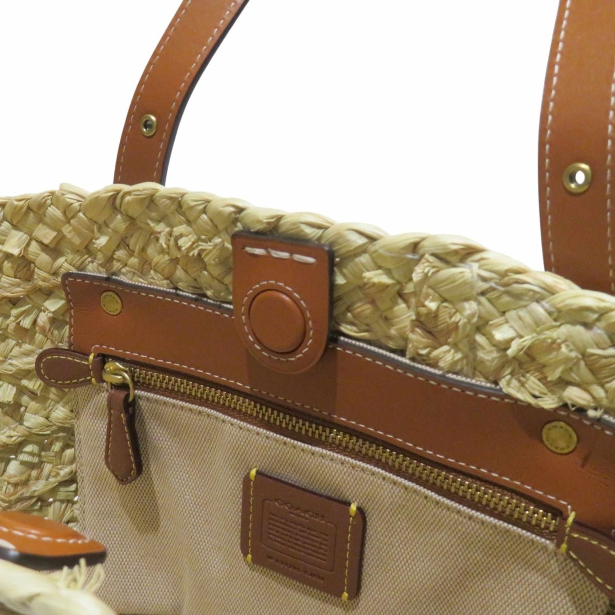 Straw Leather Tote Bag (Pre-Owned) - Coach - Modalova