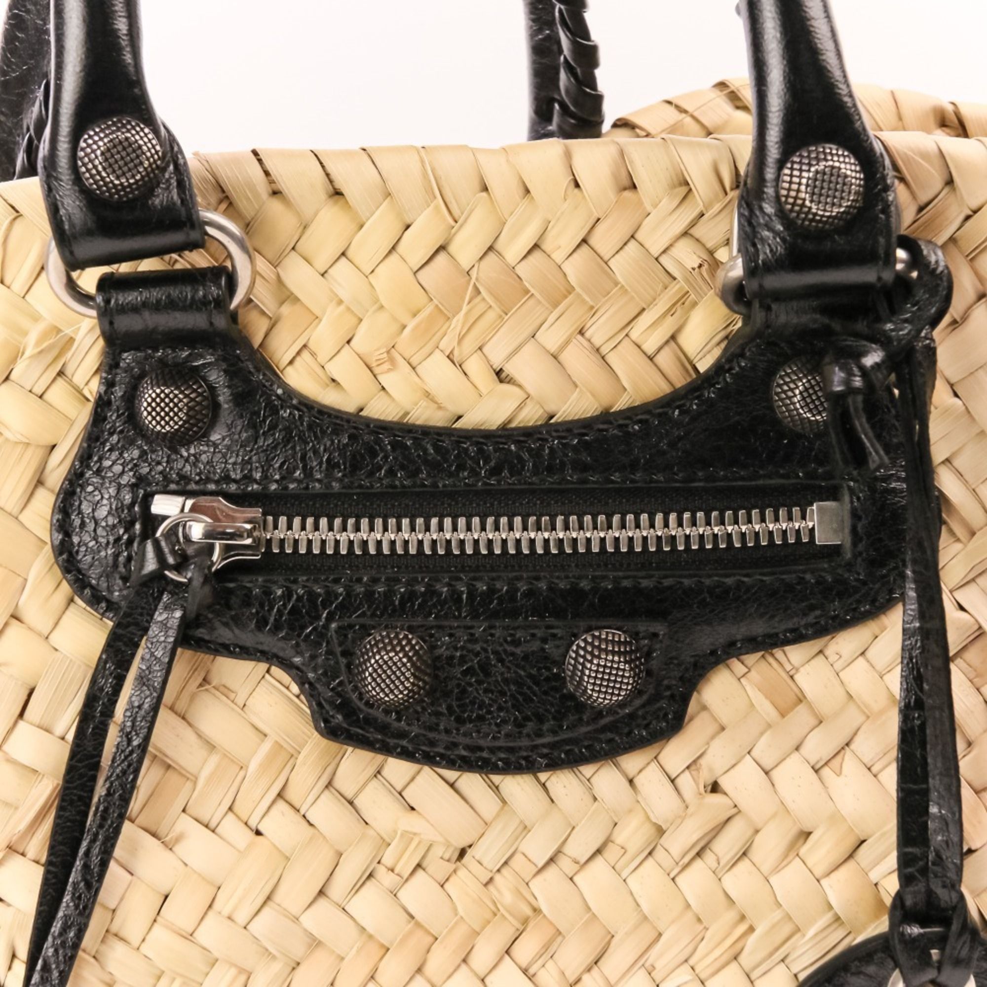Raffia Leather Basket Shoulder Bag (Pre-Owned) - Balenciaga - Modalova