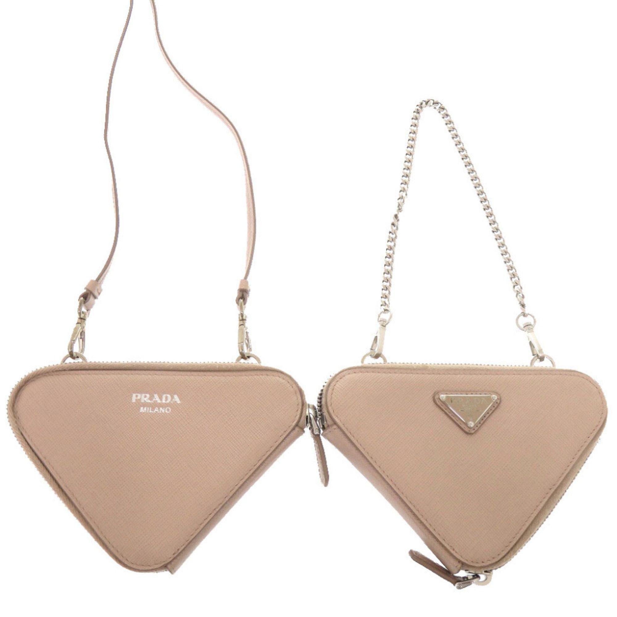 Leather Saffiano Triangle Shoulder Bag (Pre-Owned) - Prada - Modalova