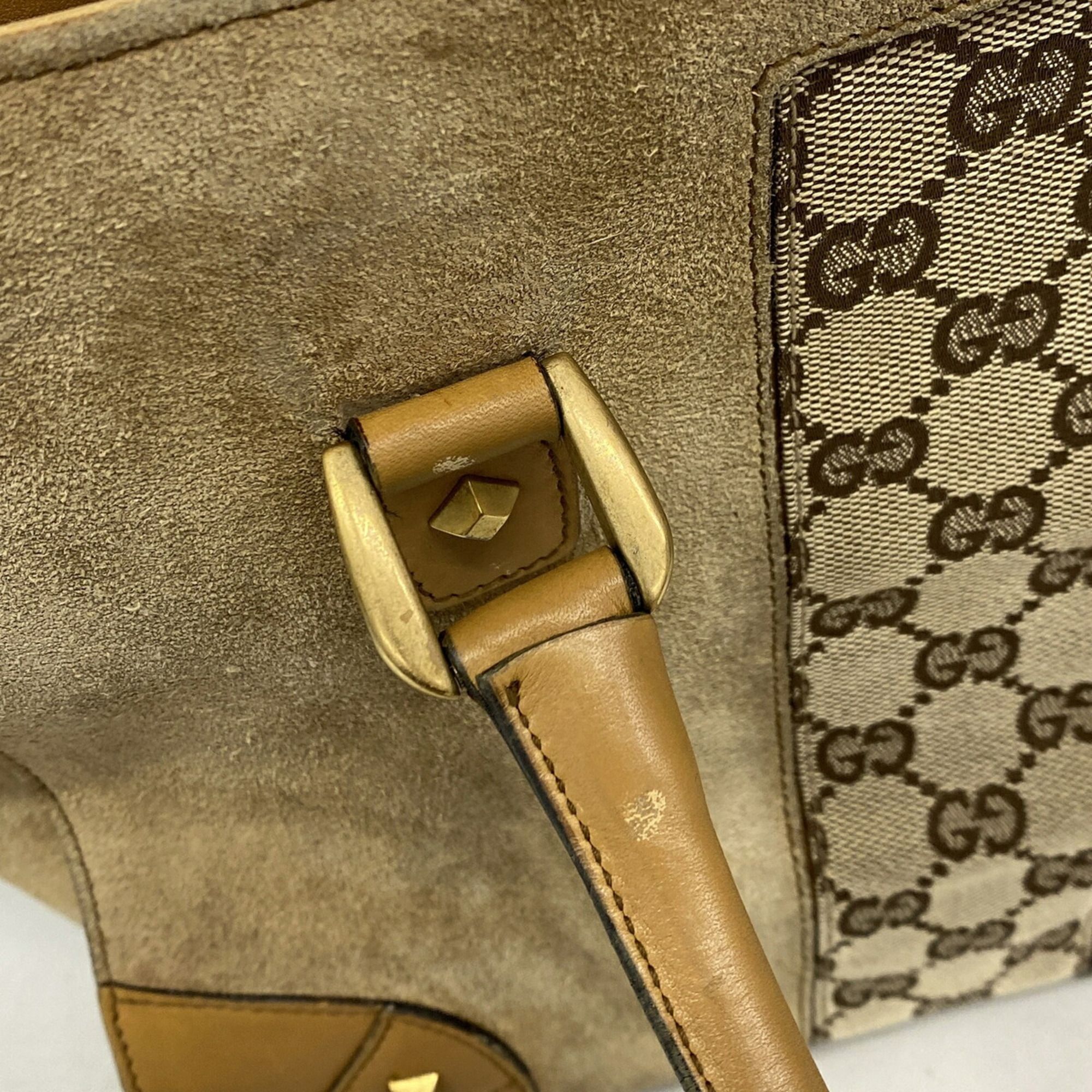 Canvas Suede Handbag (Pre-Owned) - Gucci - Modalova