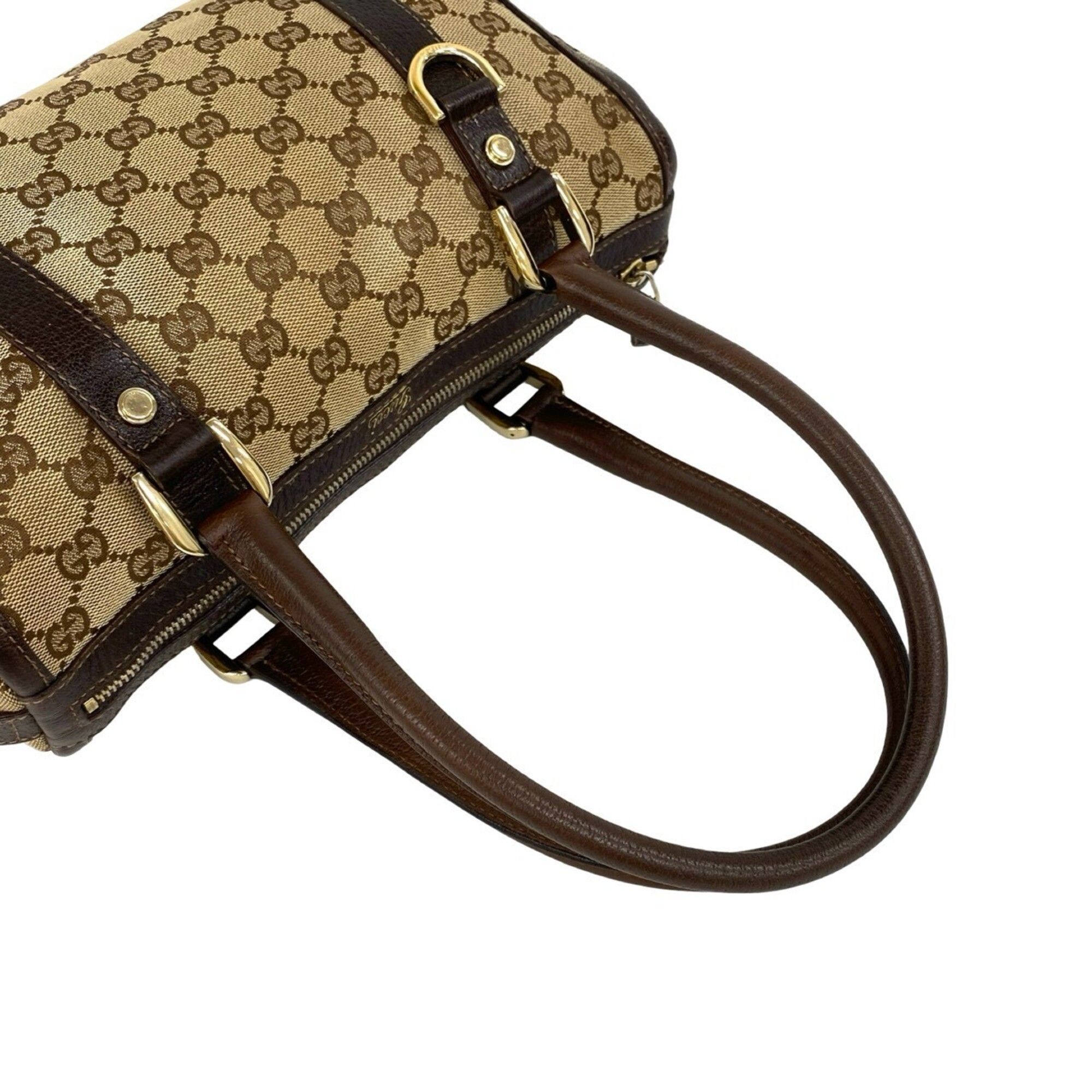 Canvas Leather Boston Bag Handbag Shoulder Bag (Pre-Owned) - Gucci - Modalova