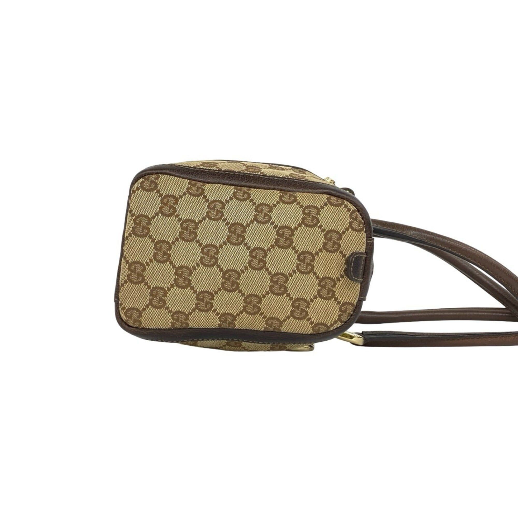 Canvas Leather Boston Bag Handbag Shoulder Bag (Pre-Owned) - Gucci - Modalova