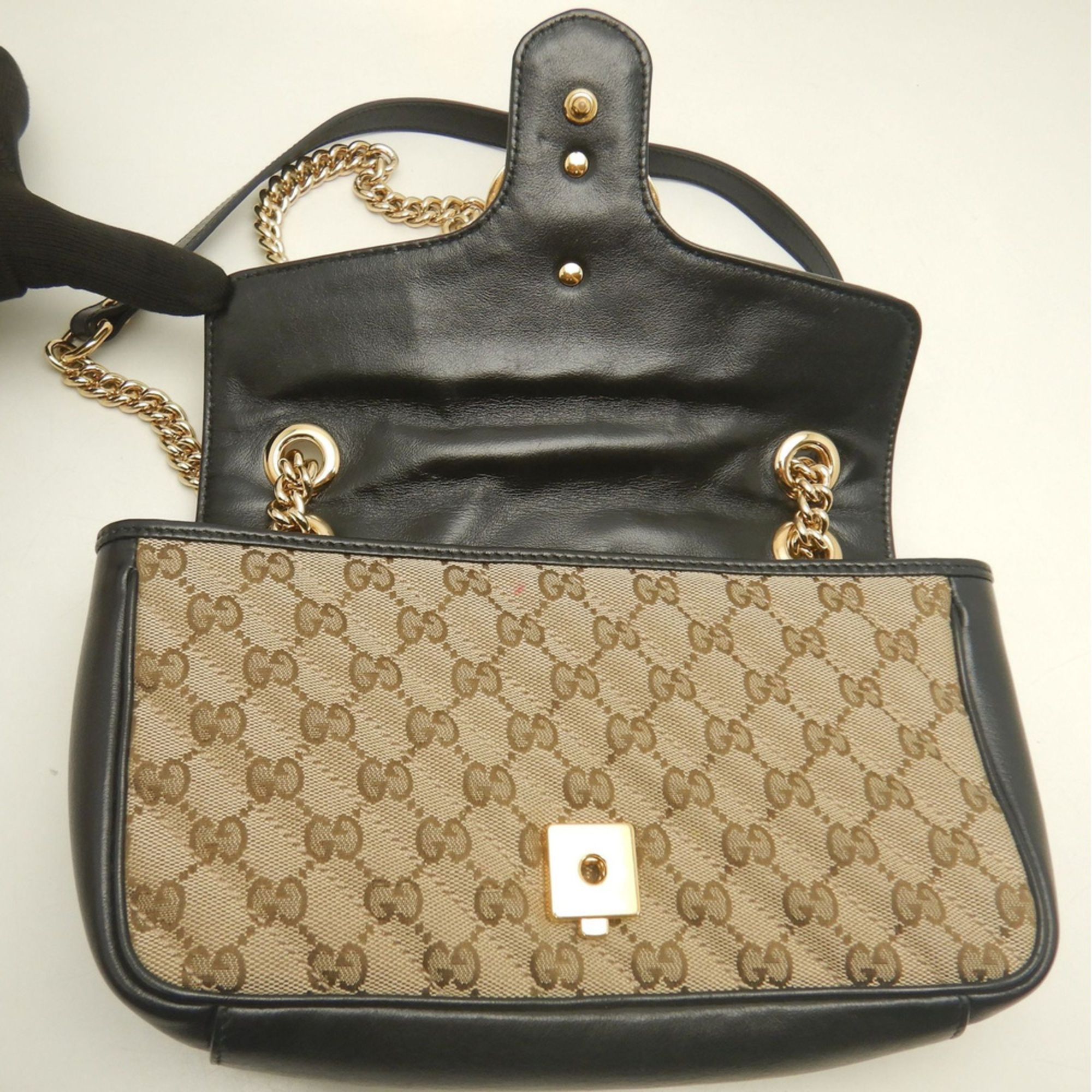 Gg Canvas Leather Shoulder Bag (Pre-Owned) - Gucci - Modalova