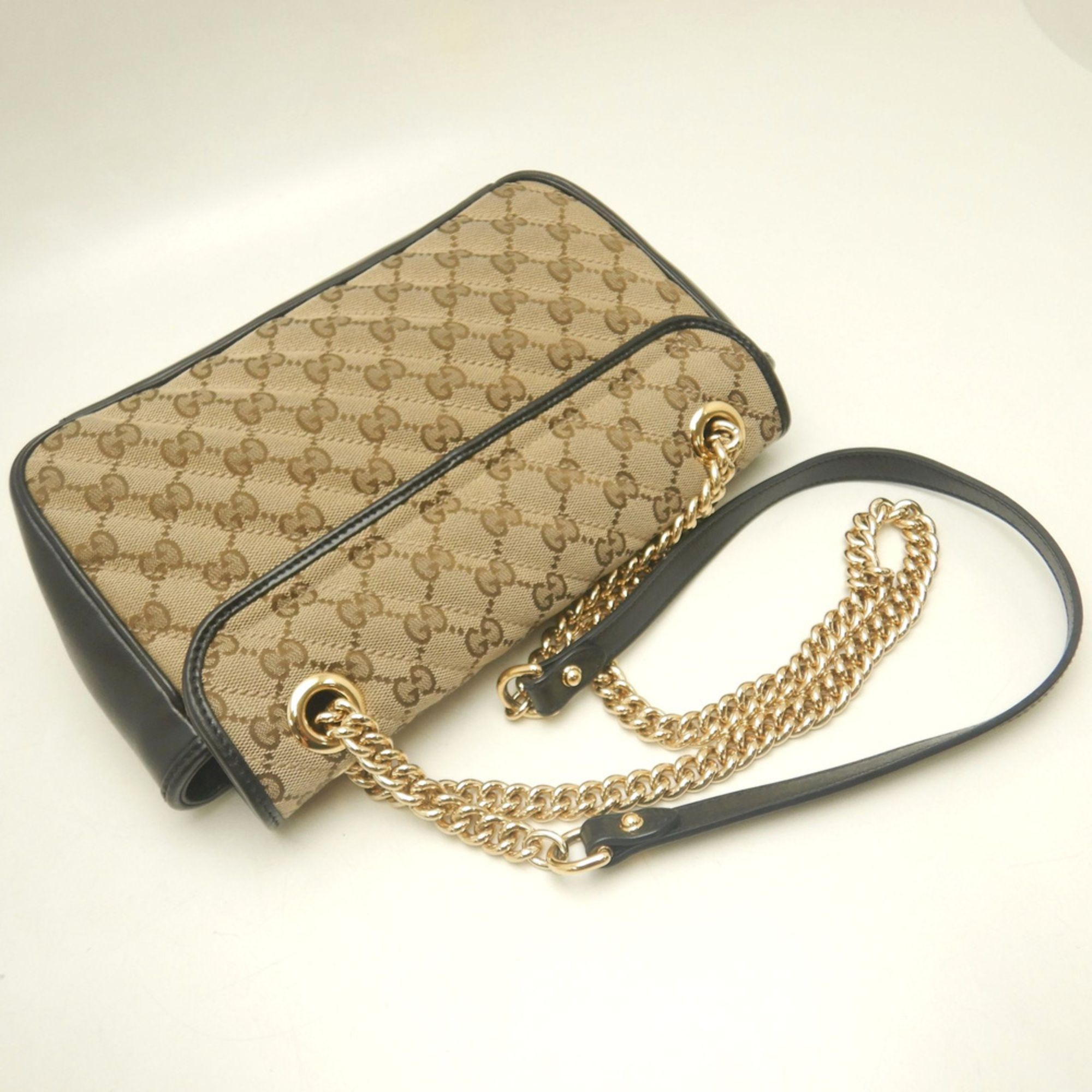 Gg Canvas Leather Shoulder Bag (Pre-Owned) - Gucci - Modalova
