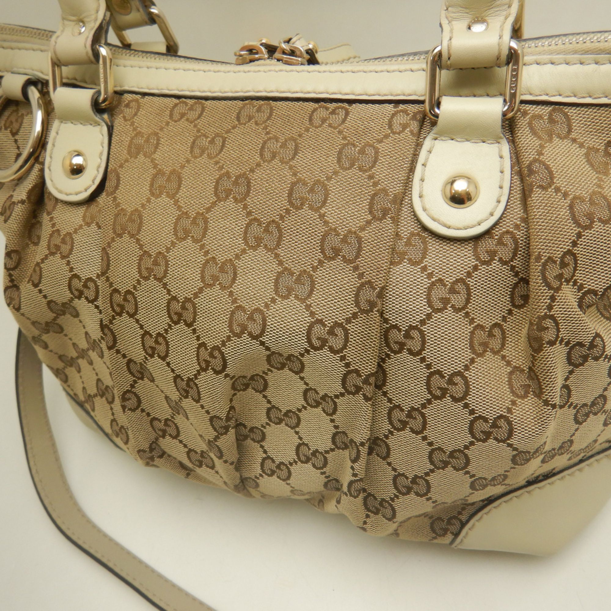 Gg Canvas Leather Handbag (Pre-Owned) - Gucci - Modalova