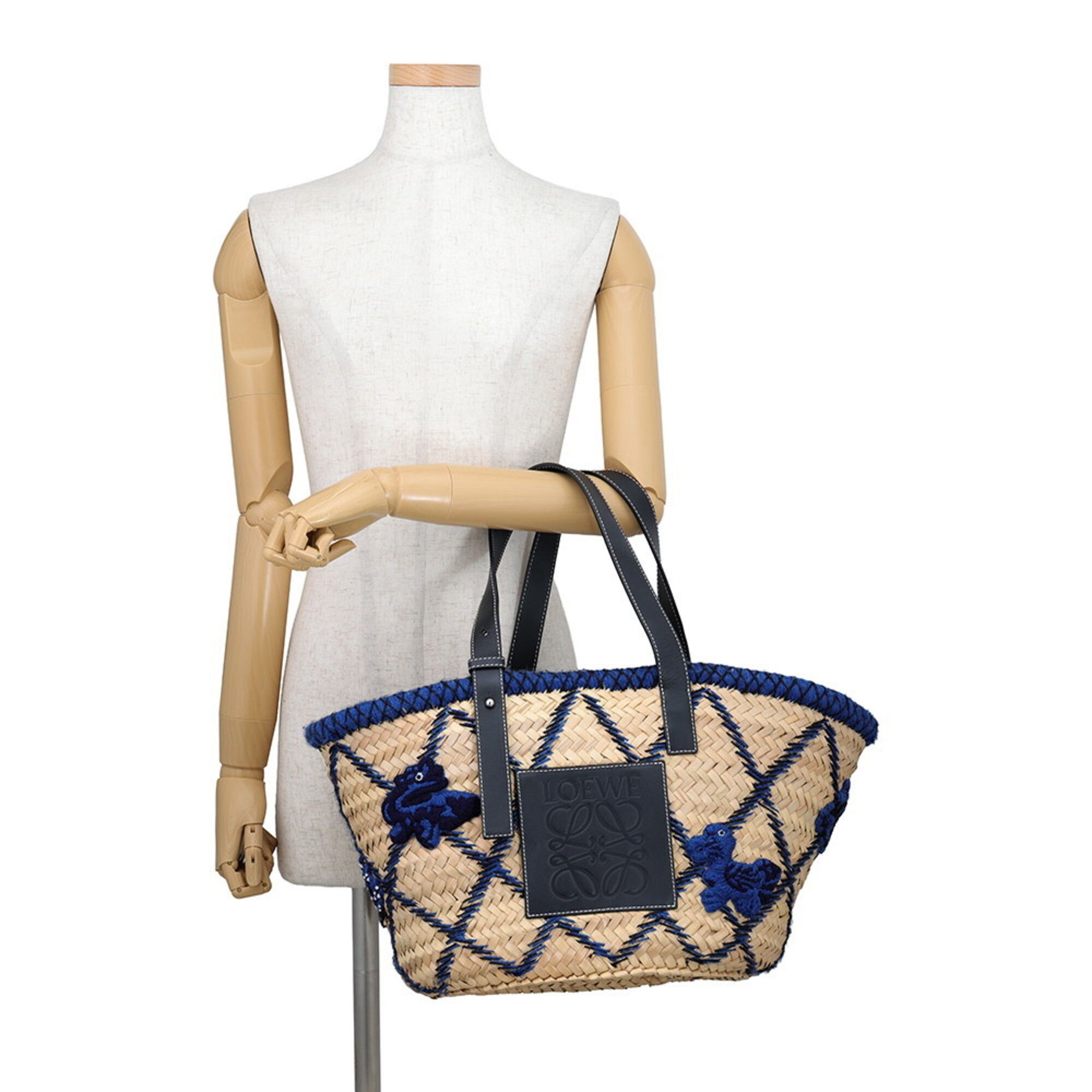 Raffia Leather Basket Handbag (Pre-Owned) - Loewe - Modalova