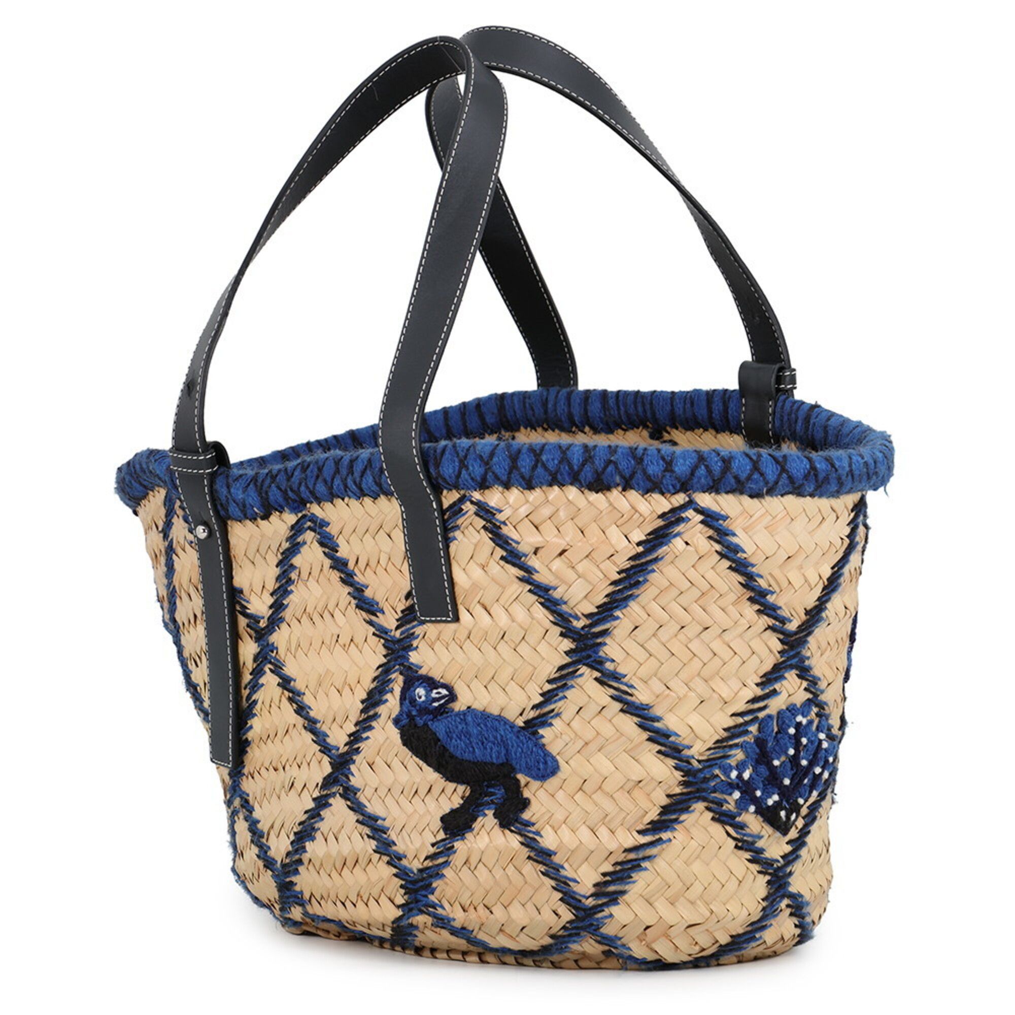 Raffia Leather Basket Handbag (Pre-Owned) - Loewe - Modalova