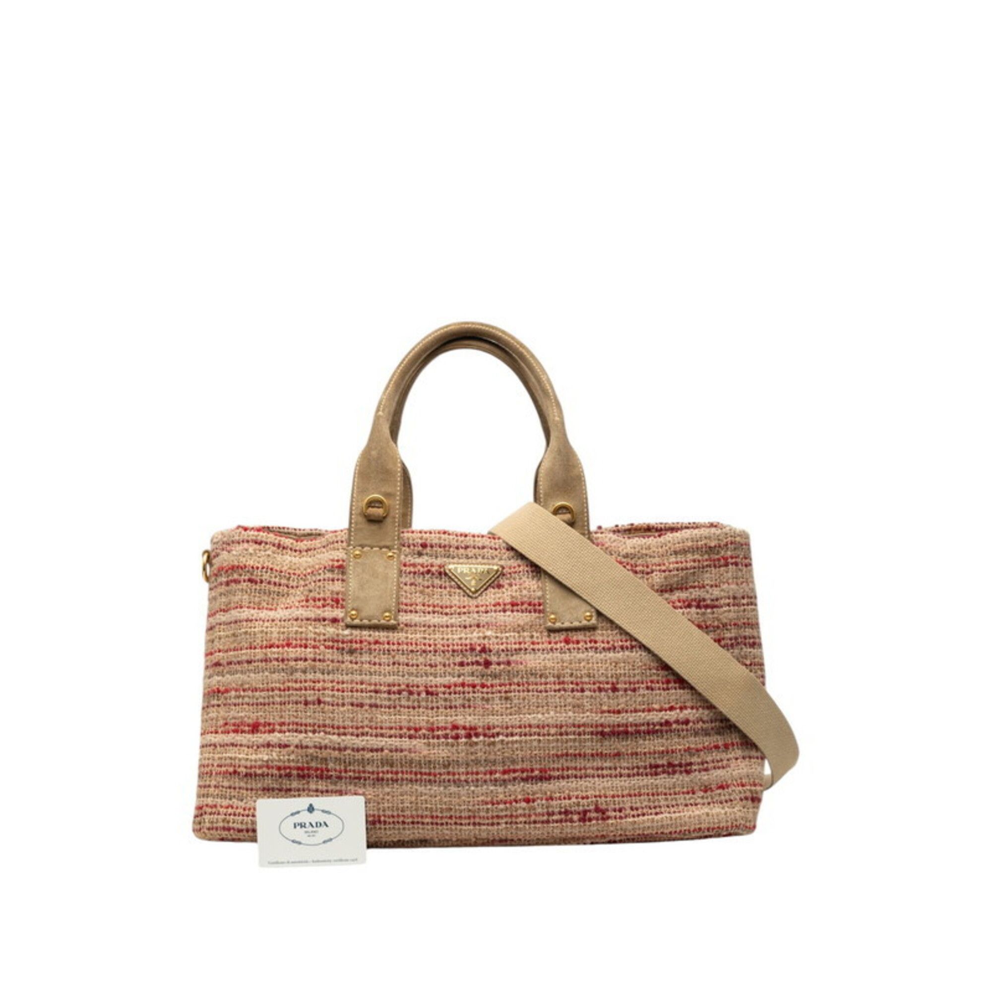 Red Tweed Suede Shoulder Bag Tote Bag (Pre-Owned) - Prada - Modalova