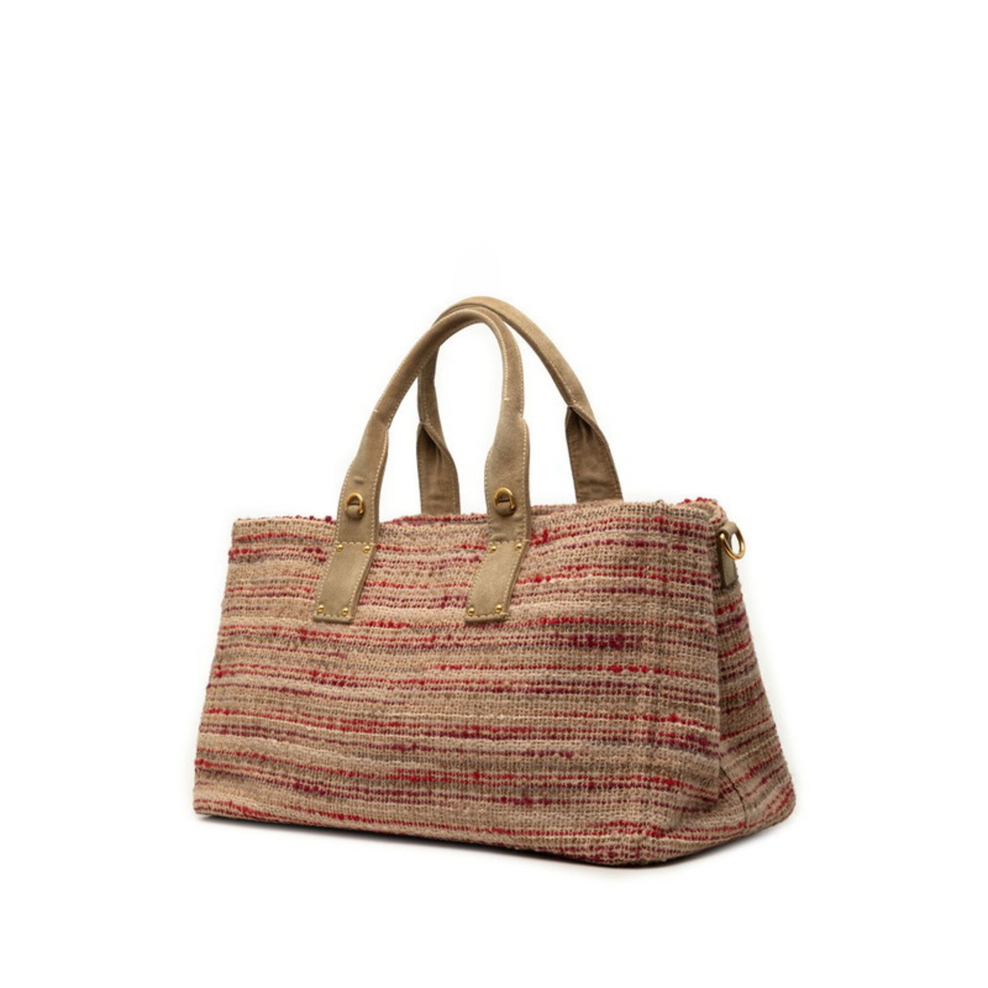 Red Tweed Suede Shoulder Bag Tote Bag (Pre-Owned) - Prada - Modalova
