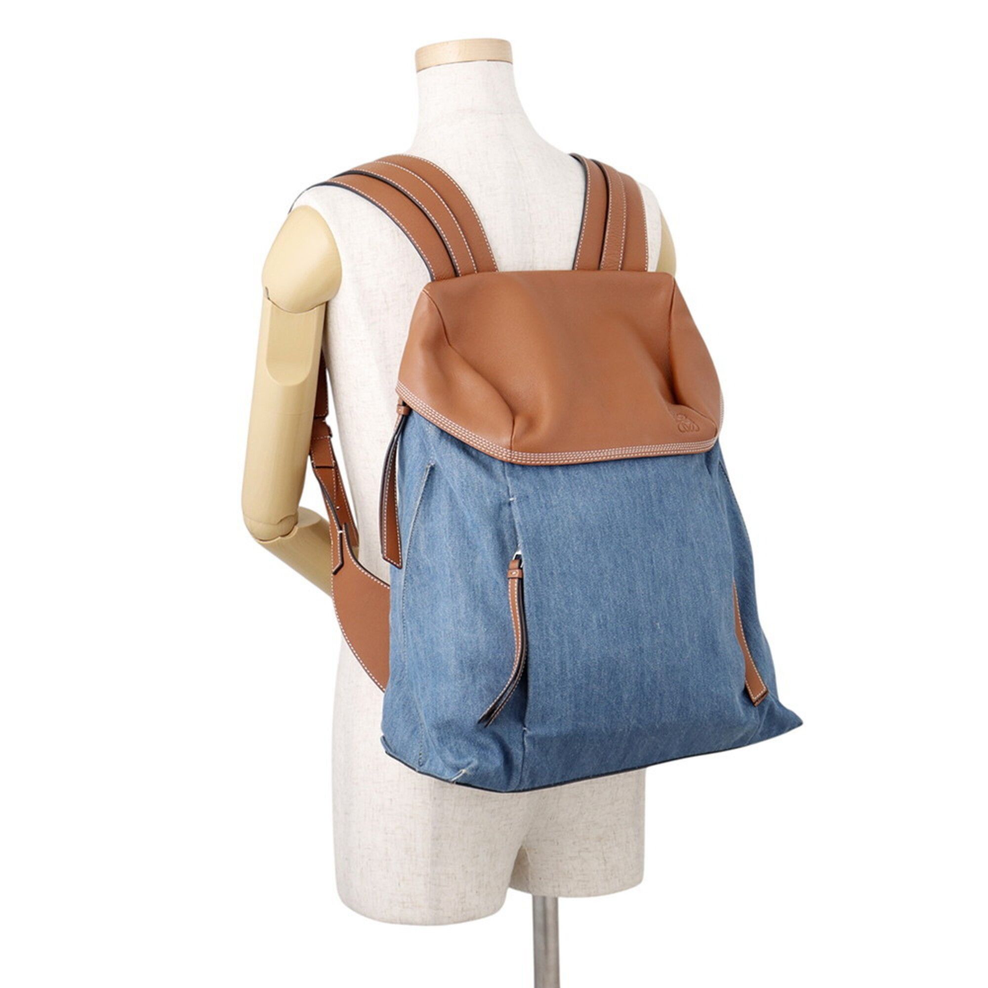 Denim Leather Backpack (Pre-Owned) - Loewe - Modalova