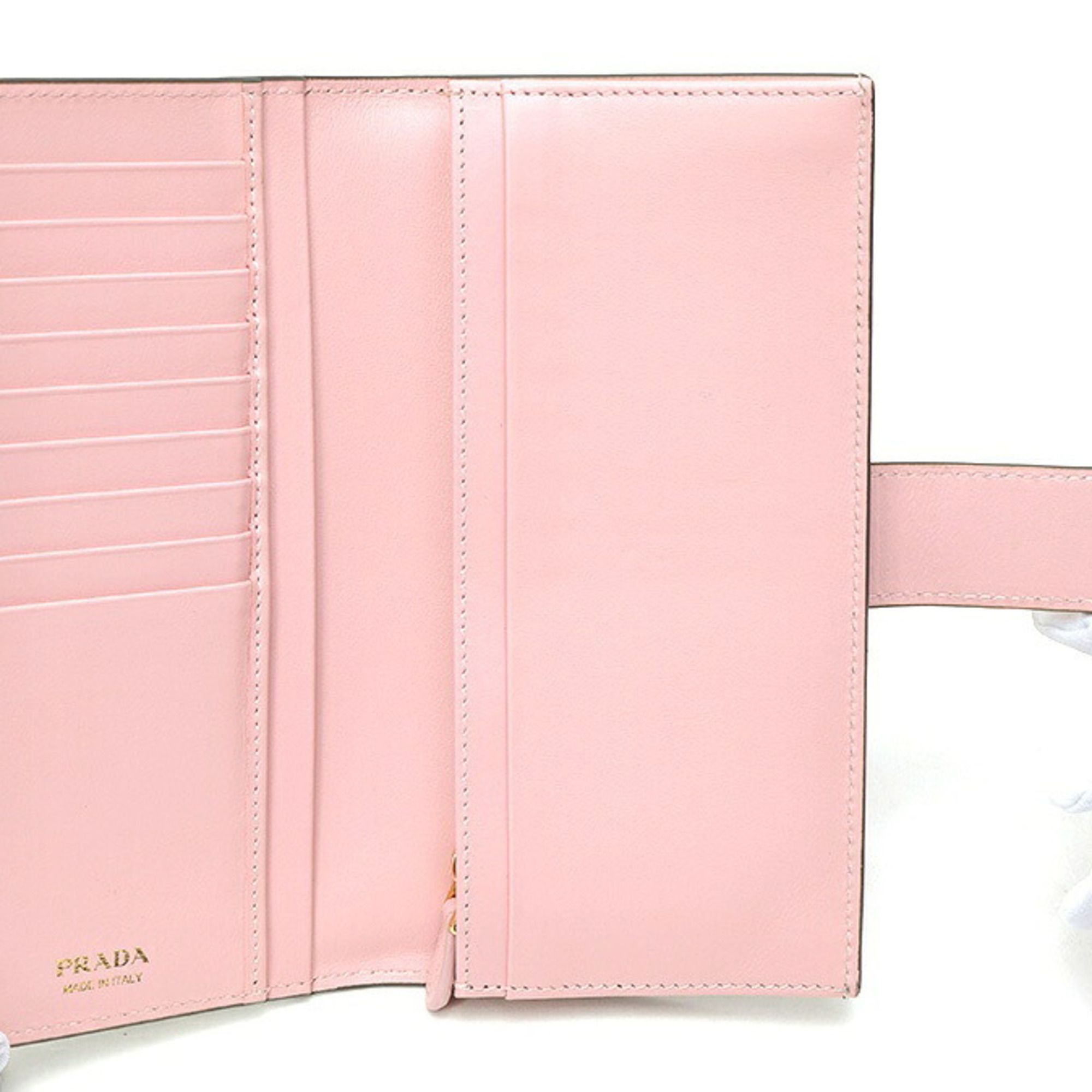 Saffiano Triangle Leather Long Wallet (Bi-Fold) (Pre-Owned) - Prada - Modalova