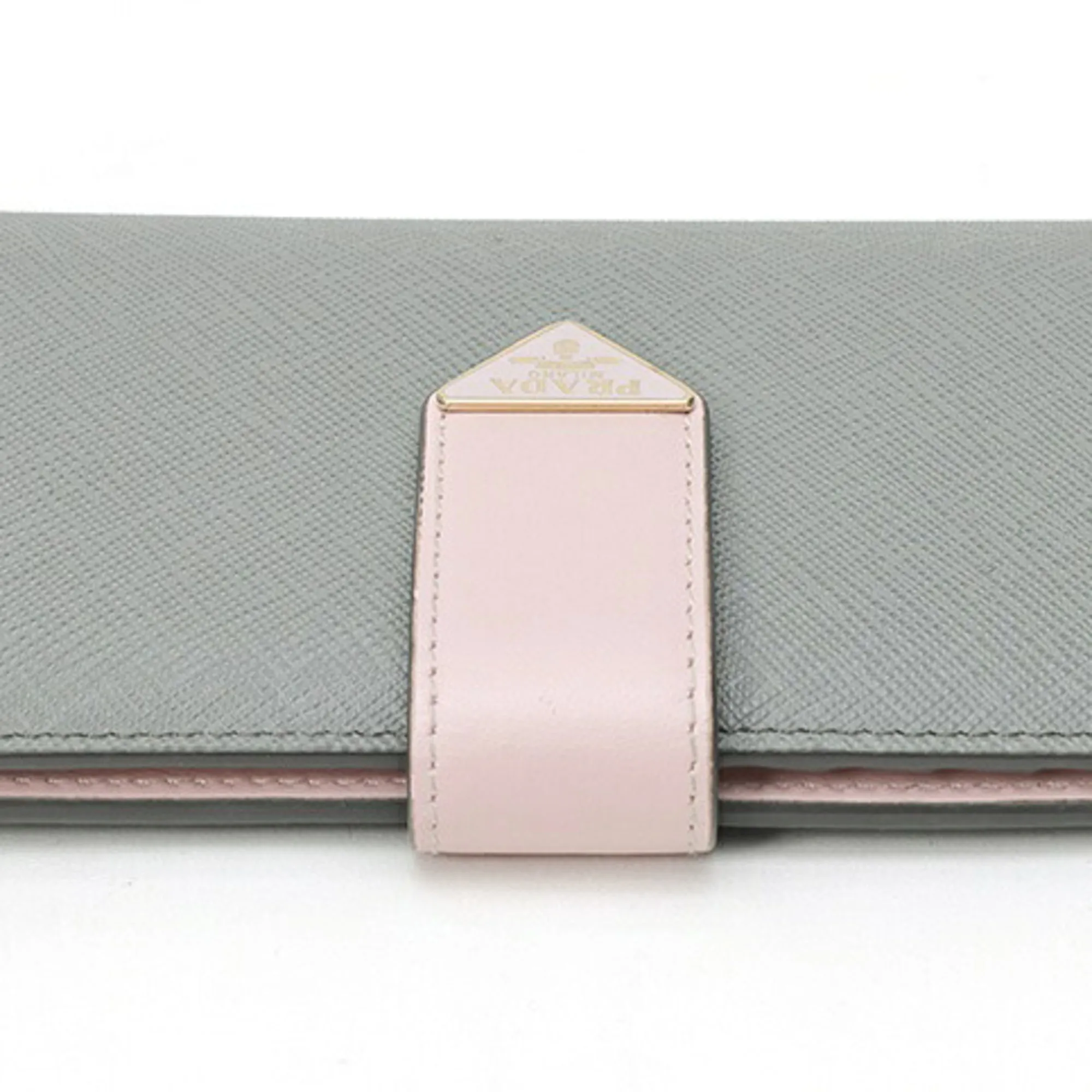 Saffiano Triangle Leather Long Wallet (Bi-Fold) (Pre-Owned) - Prada - Modalova