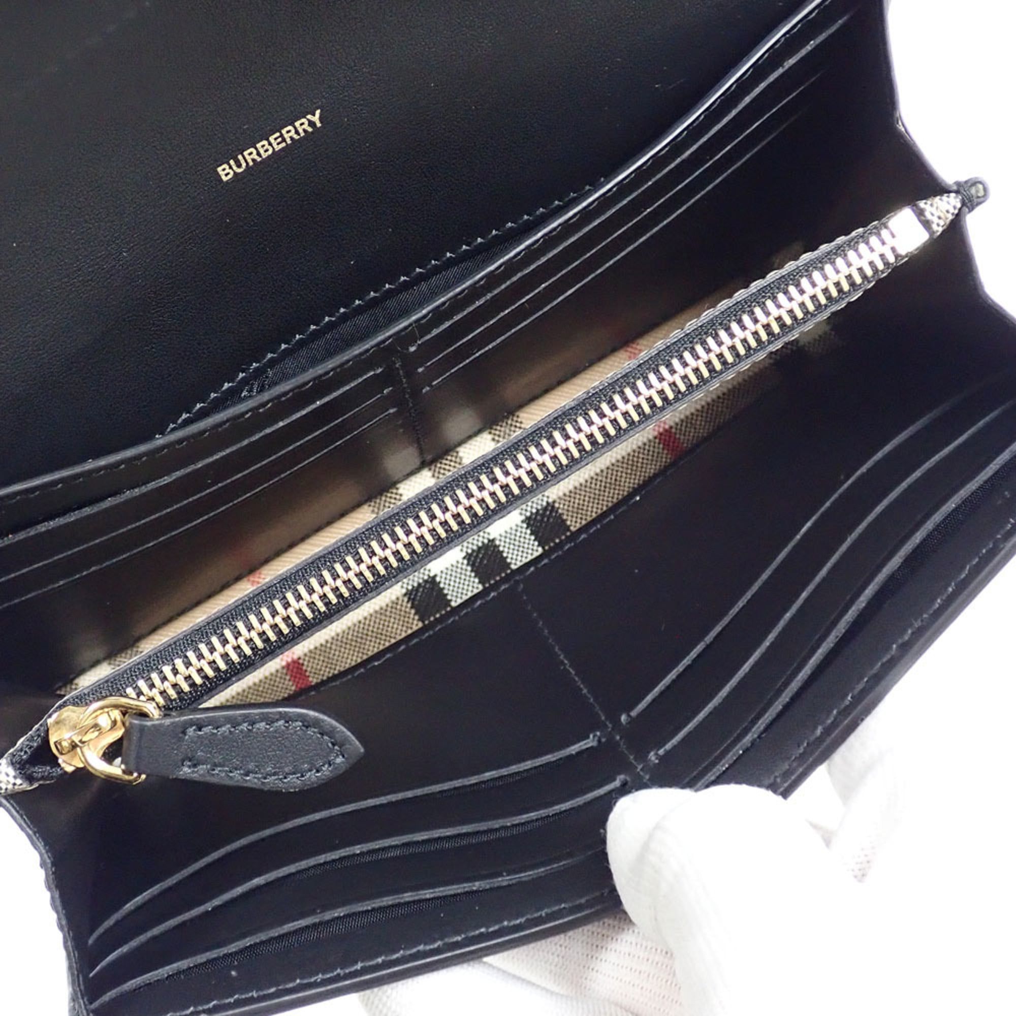 Leather Elastane Long Wallet (Bi-Fold) (Pre-Owned) - Burberry - Modalova