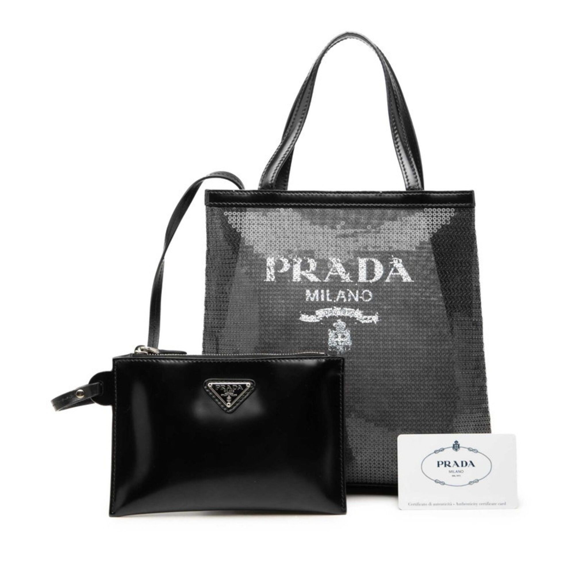Spangles Leather Mesh Handbag Tote Bag (Pre-Owned) - Prada - Modalova