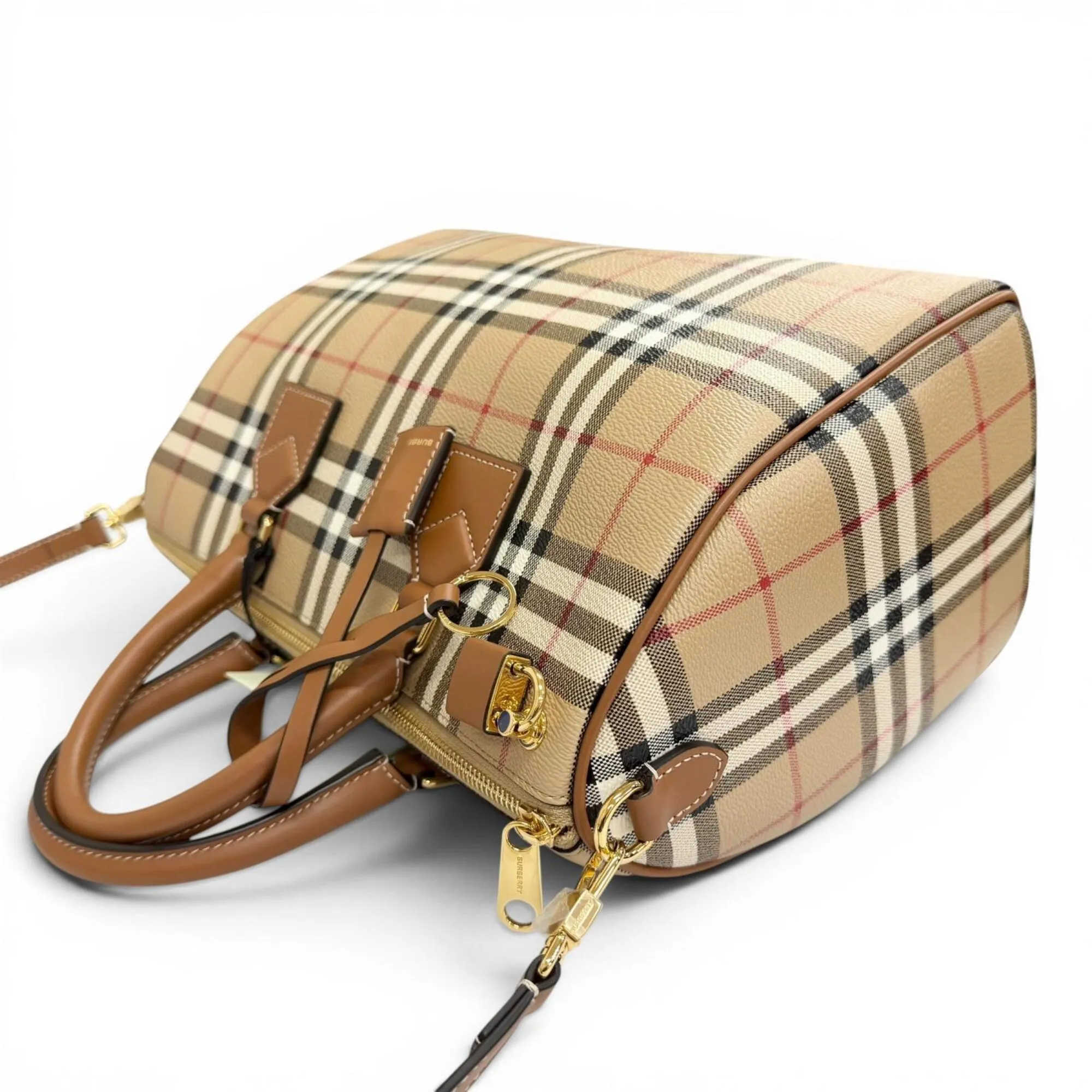 Leather Cotton Elastane Polyester Boston Bag Shoulder Bag (Pre-Owned) - Burberry - Modalova