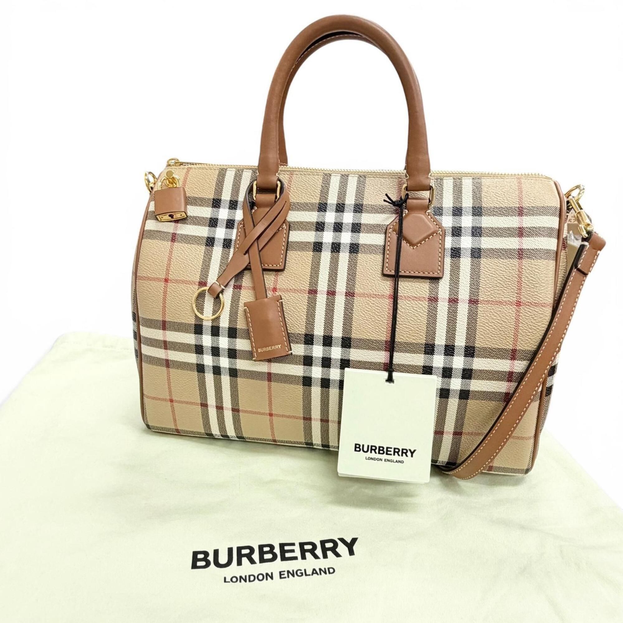 Leather Cotton Elastane Polyester Boston Bag Shoulder Bag (Pre-Owned) - Burberry - Modalova