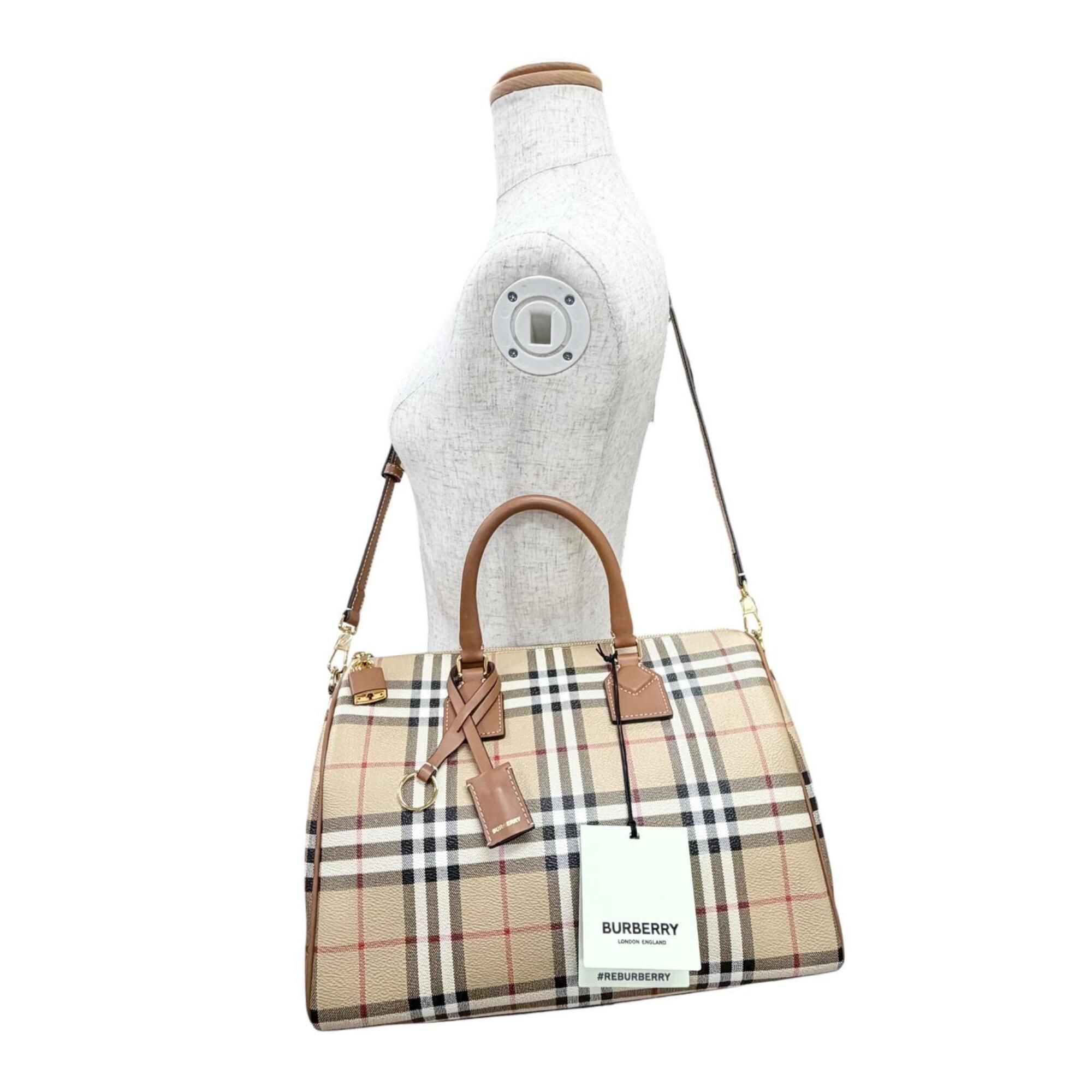 Leather Cotton Elastane Polyester Boston Bag Shoulder Bag (Pre-Owned) - Burberry - Modalova