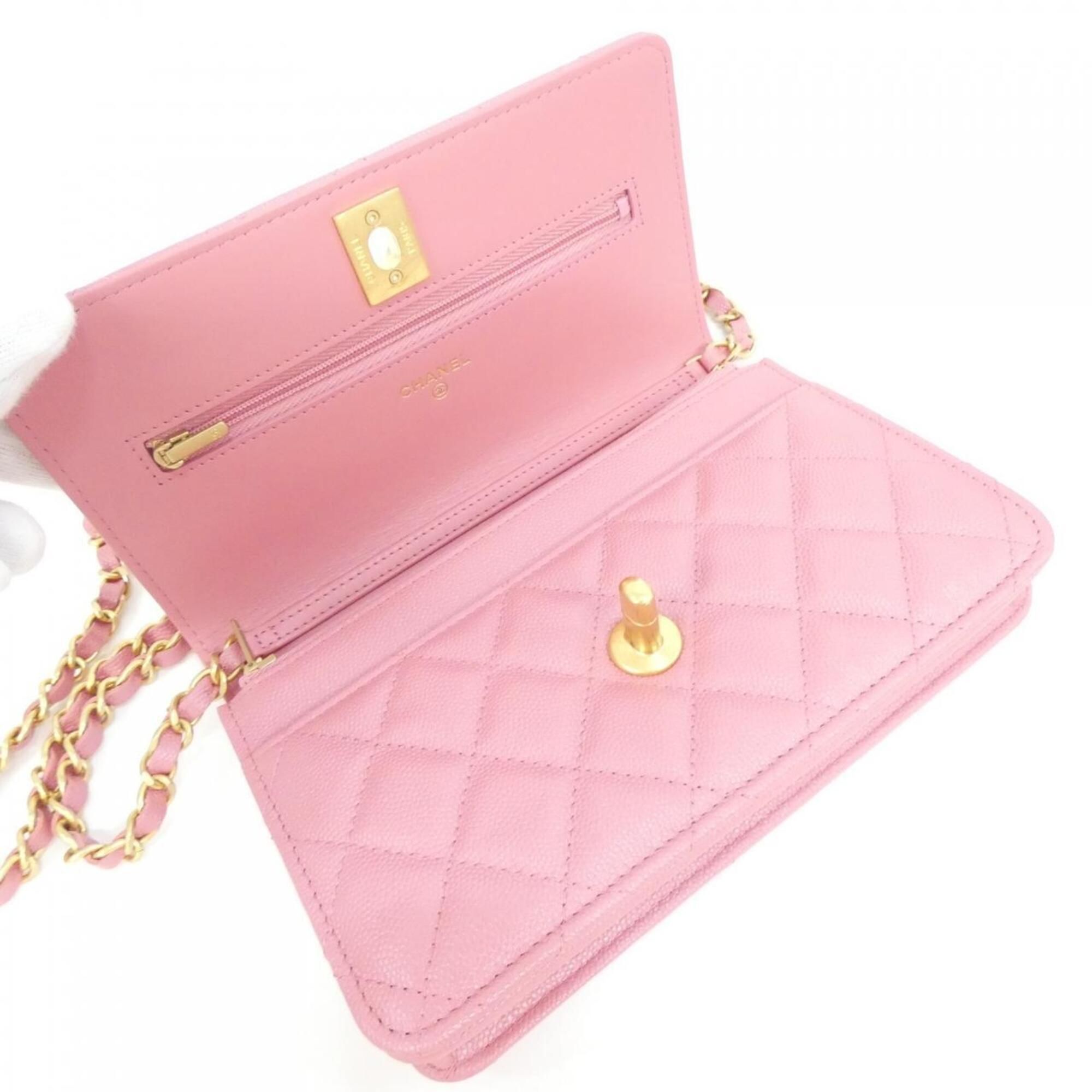 Grained Calfskin Chain/Shoulder Wallet (Pre-Owned) - Chanel - Modalova