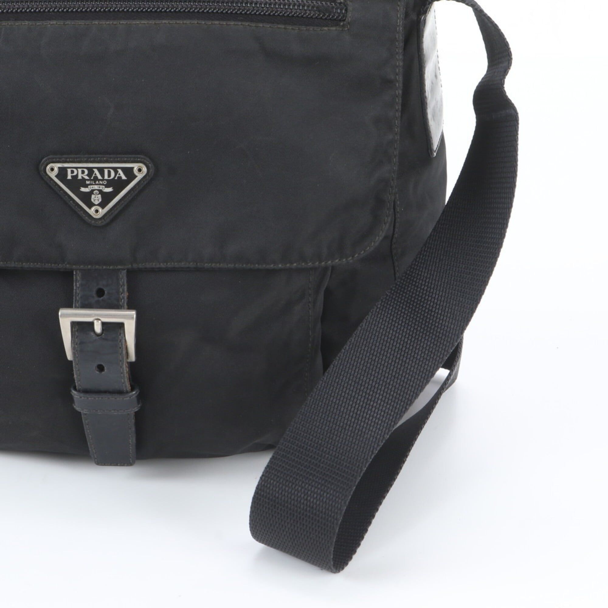 Leather Nylon Messenger Bag Shoulder Bag (Pre-Owned) - Prada - Modalova