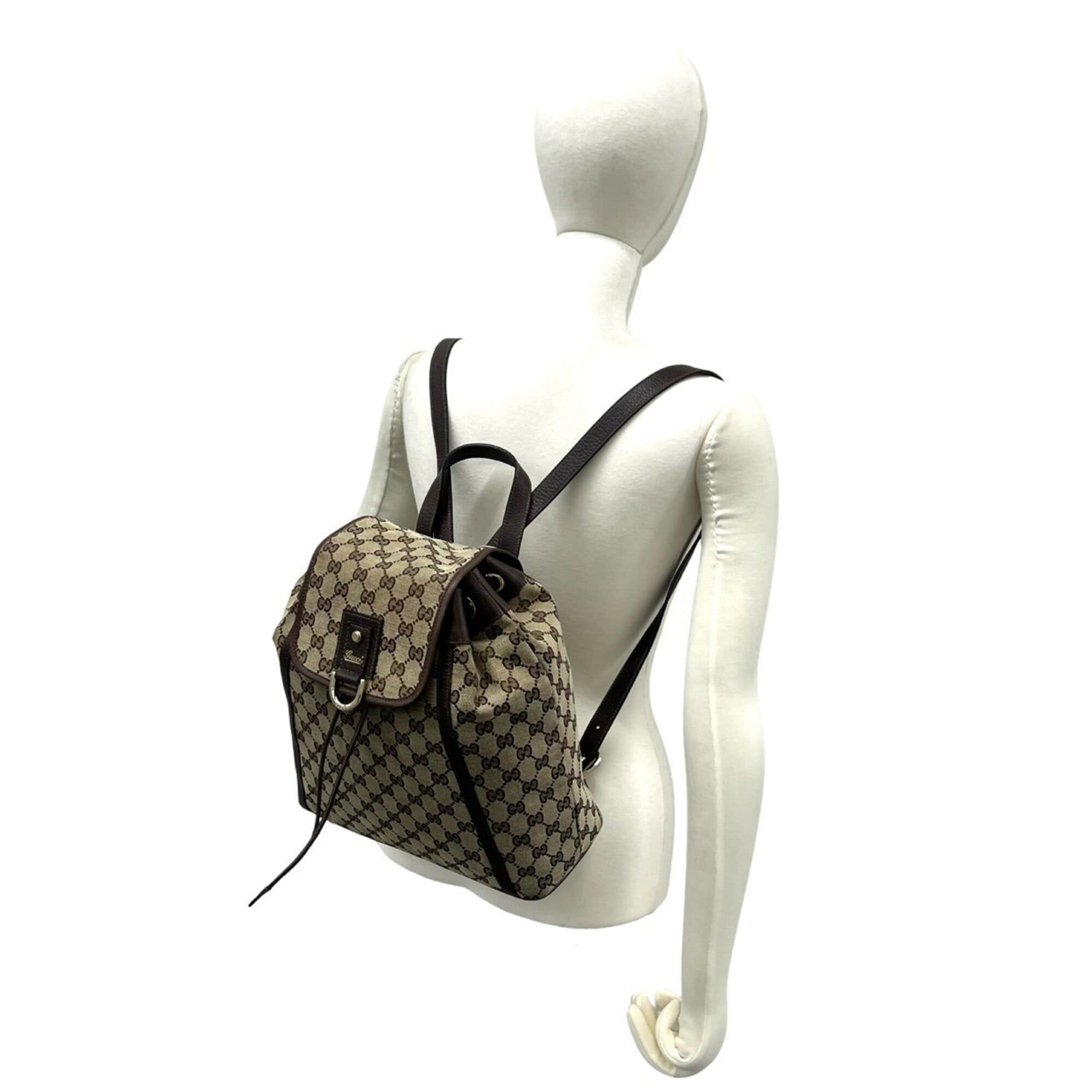 Canvas Leather Backpack (Pre-Owned) - Gucci - Modalova