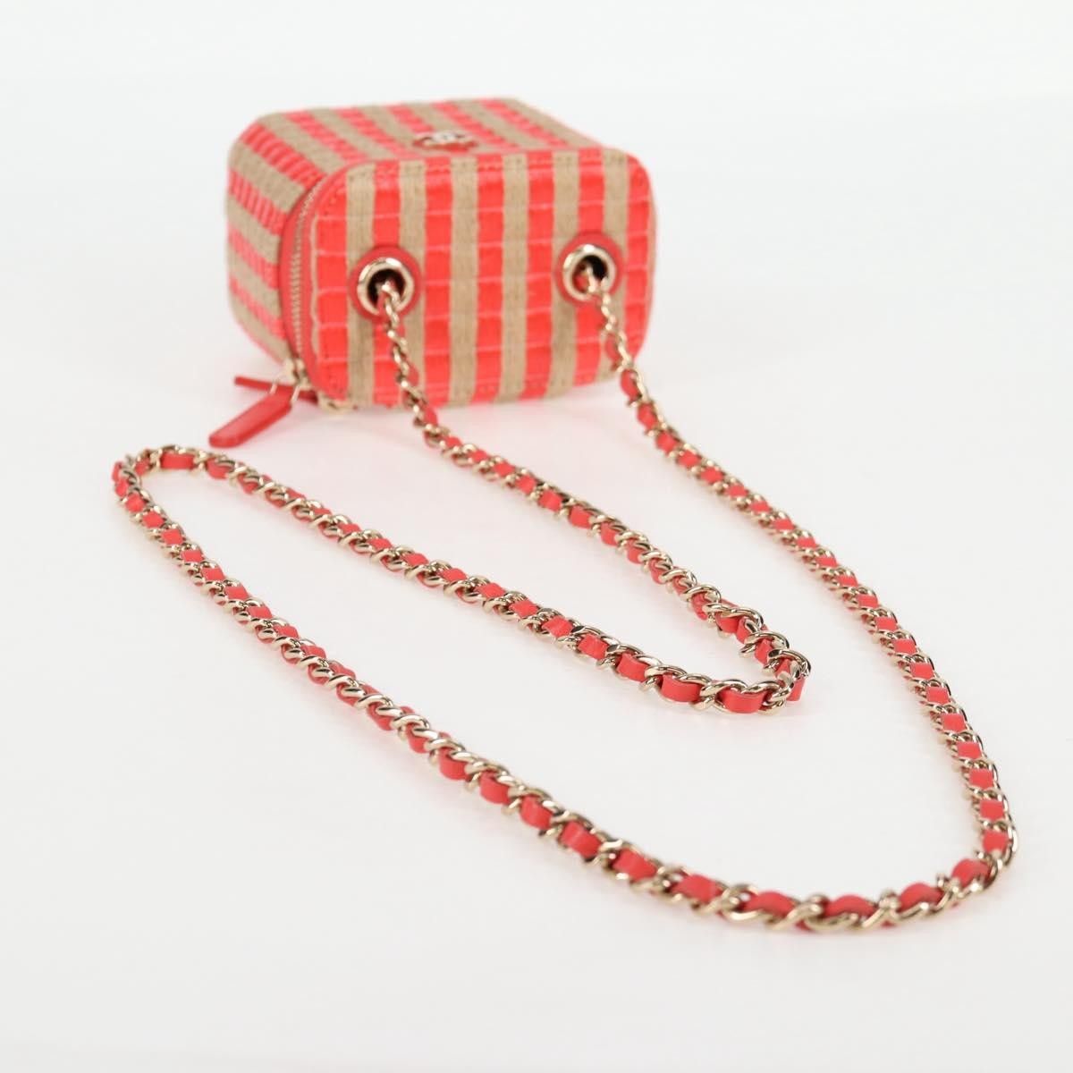 Classic Vanity Case With Chain Striped Raffia And Jute Canvas Shoulder Bag Bag (Pre-Owned) - Chanel - Modalova