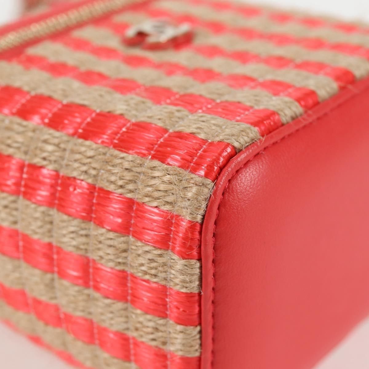 Classic Vanity Case With Chain Striped Raffia And Jute Canvas Shoulder Bag Bag (Pre-Owned) - Chanel - Modalova