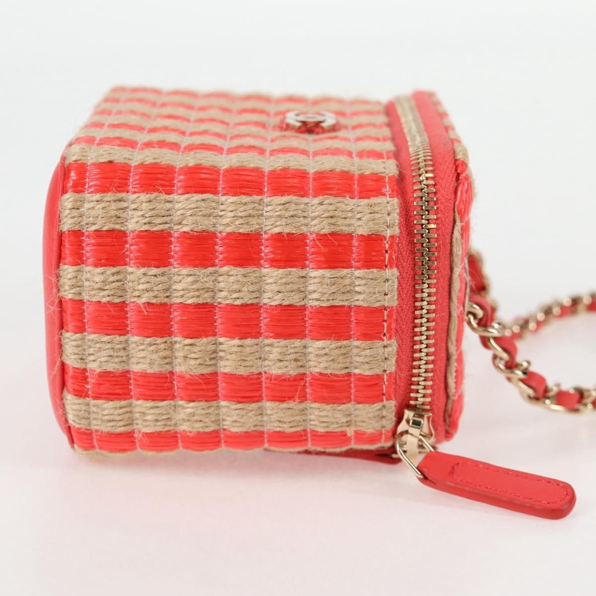 Classic Vanity Case With Chain Striped Raffia And Jute Canvas Shoulder Bag Bag (Pre-Owned) - Chanel - Modalova