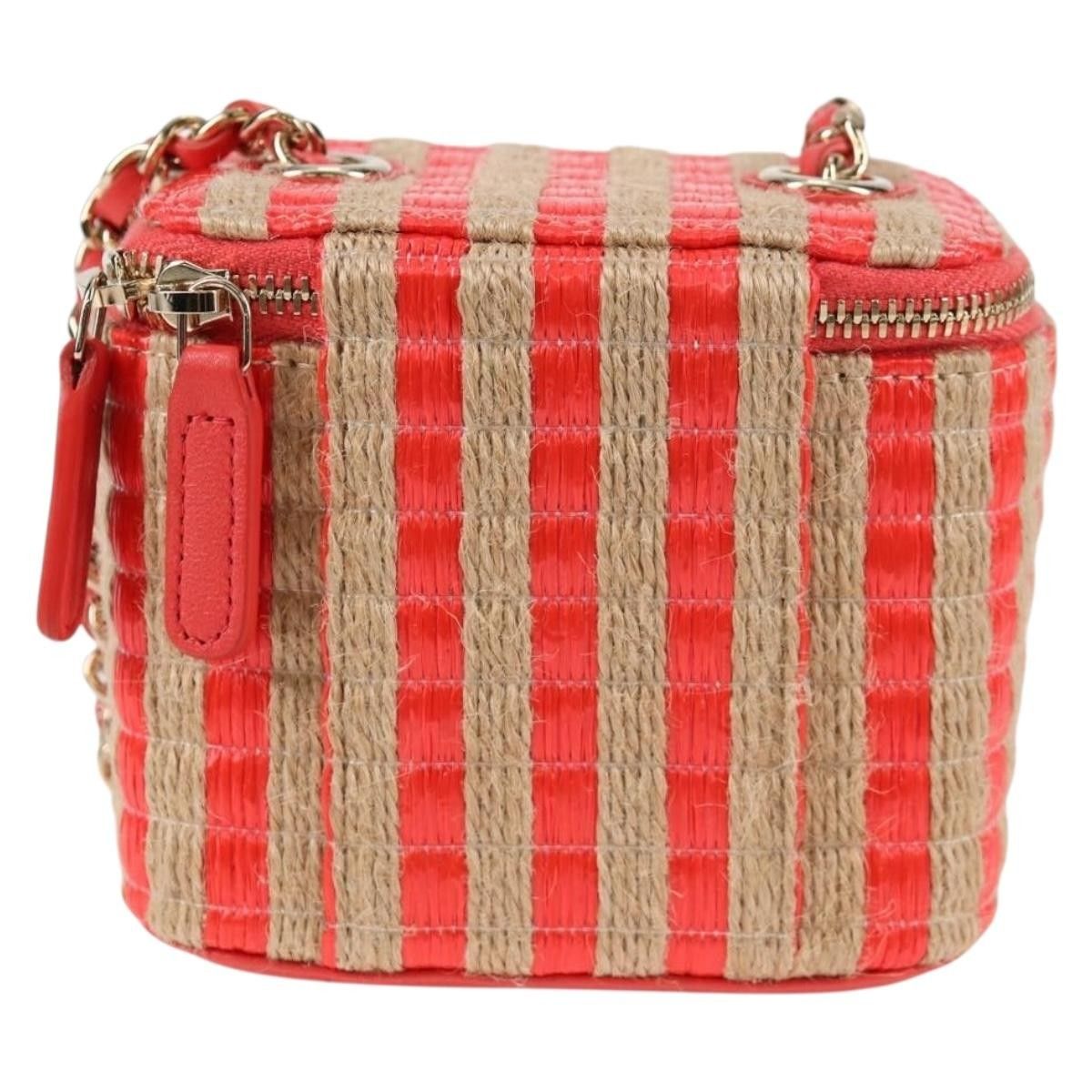 Classic Vanity Case With Chain Striped Raffia And Jute Canvas Shoulder Bag Bag (Pre-Owned) - Chanel - Modalova