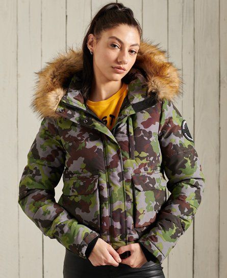 Women's Everest Bomber Jacket Khaki / Army Camo - Size: 8 - Superdry - Modalova