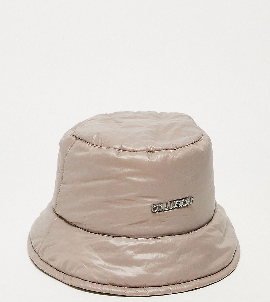Unisex - Cappello da pescatore imbottito grigio chiaro con logo - Collusion - Modalova