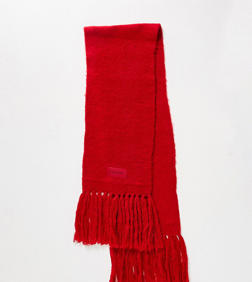 Unisex - Sciarpa in maglia soffice rossa con logo - Collusion - Modalova