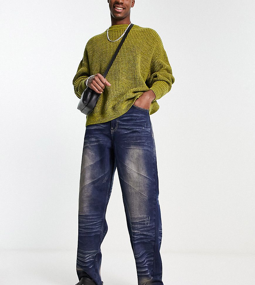X014 - Jeans ampi con dettagli a pieghe e lavaggio stile Y2K - Collusion - Modalova