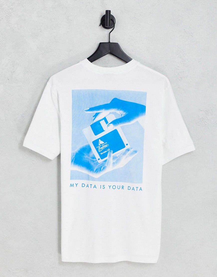 T-shirt bianca con stampa "Online" sul davanti e sul retro - Coney Island Picnic - Modalova