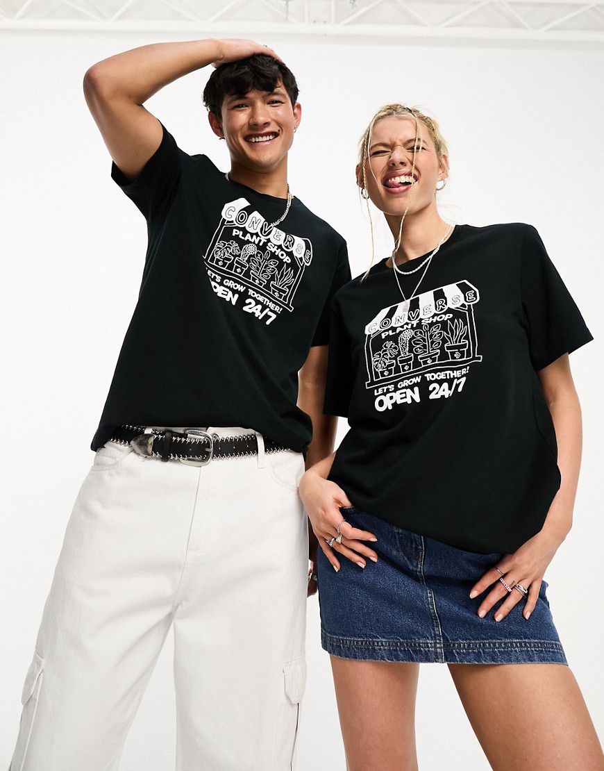 T-shirt nera con stampa "Grow Together Shop" - Converse - Modalova
