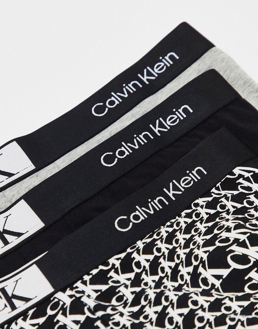 CK 96 - Confezione da 3 boxer aderenti neri e grigi - Calvin Klein - Modalova