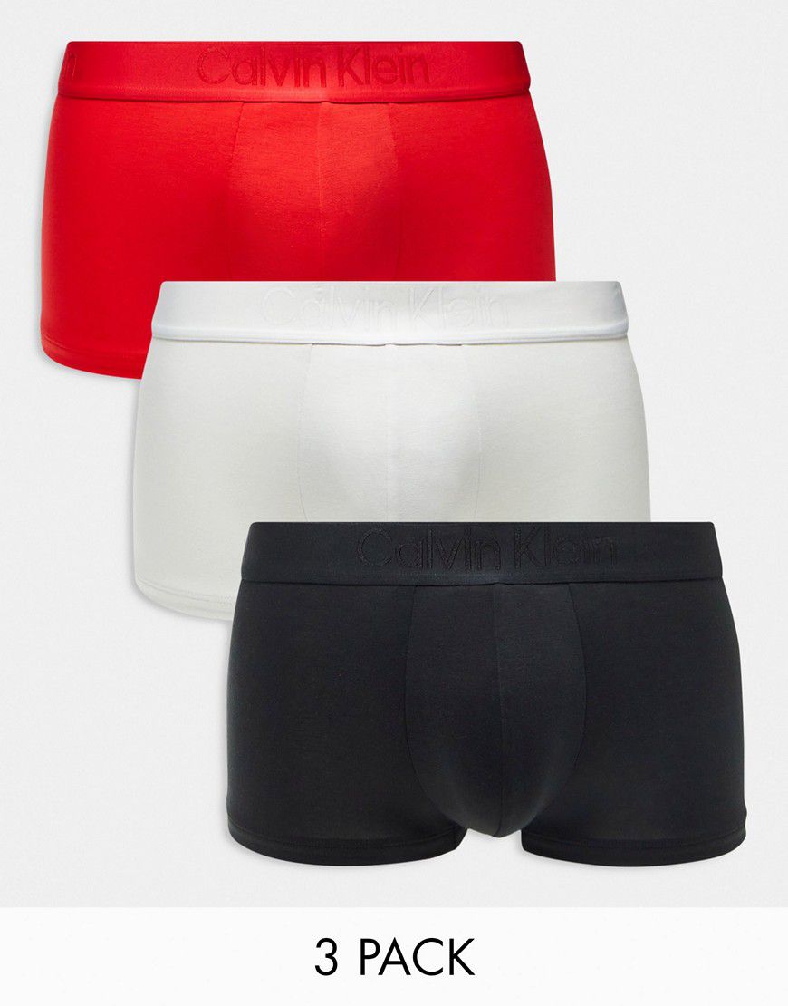 CK Black - Confezione da 3 boxer aderenti a vita bassa neri, bianchi e e rossi - Calvin Klein - Modalova