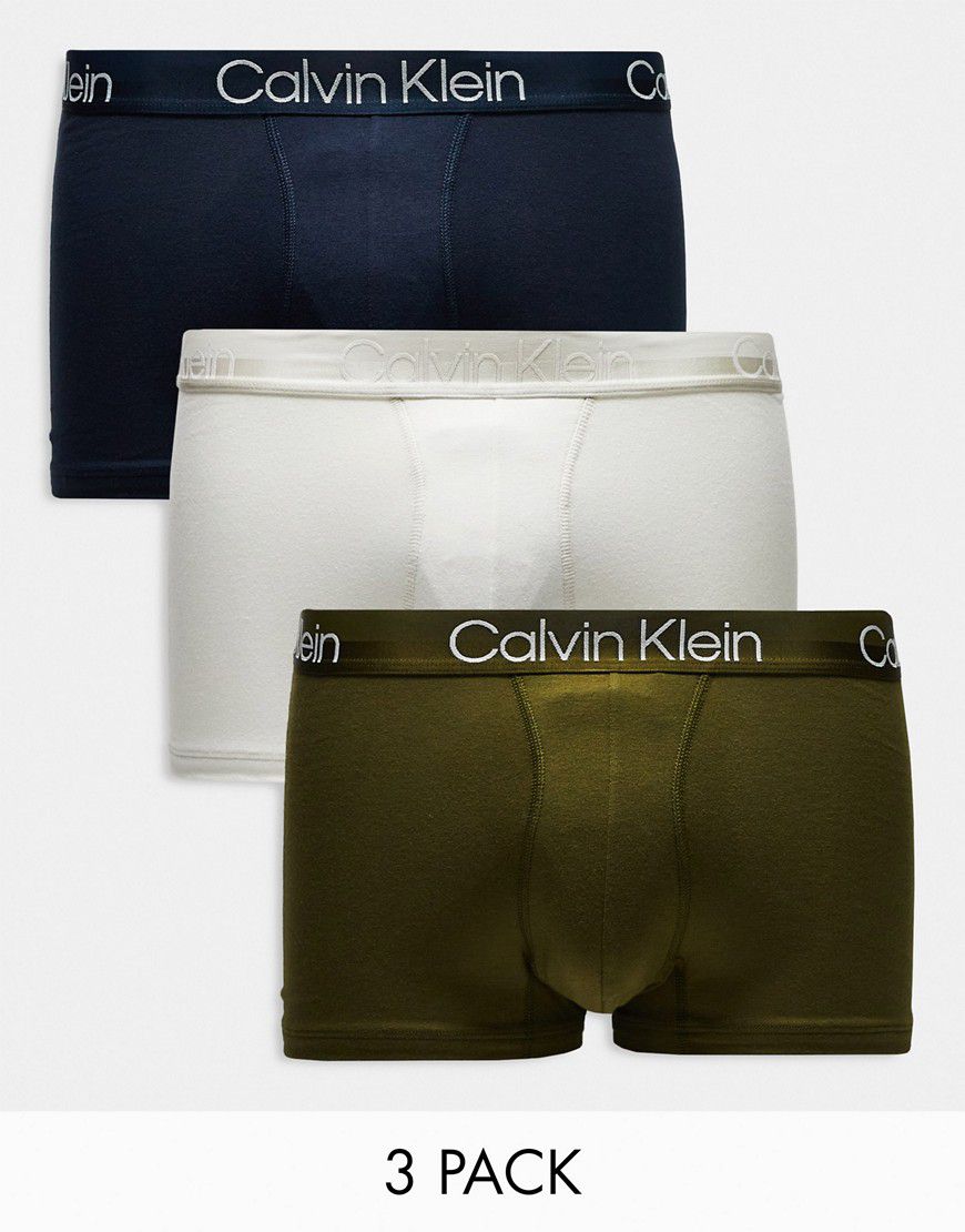 Confezione da 3 boxer aderenti, colore blu navy, grigio e kaki - Calvin Klein - Modalova