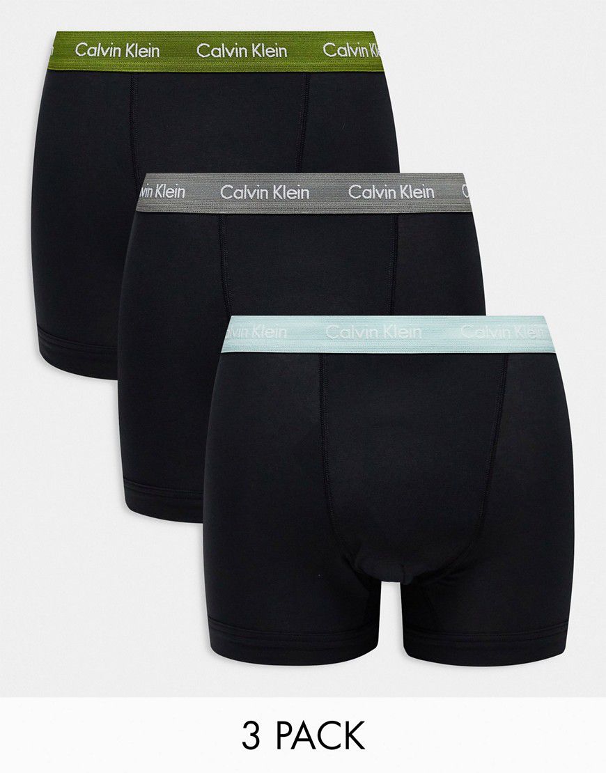Confezione da 3 boxer aderenti neri con fascia colorata in vita - Calvin Klein - Modalova