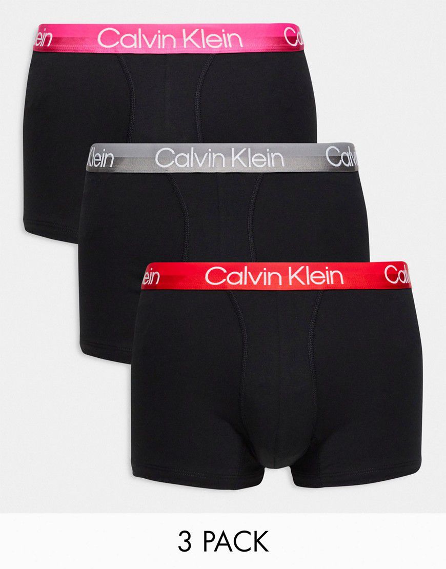 Confezione da 3 boxer aderenti neri con fascia colorata in vita - Calvin Klein - Modalova